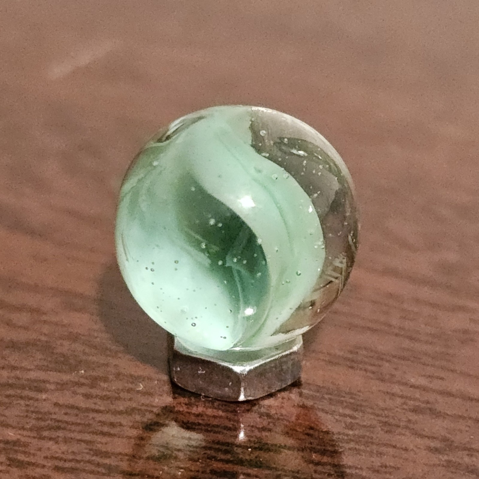 Vintage CE Bogard Green Floppy Hybrid .593″ Glass Marble