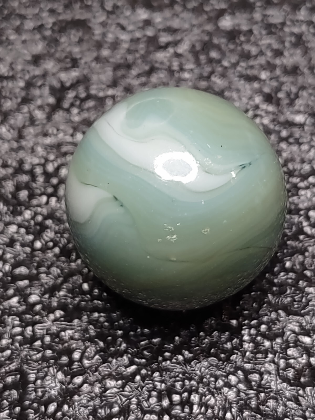 NM- .87″ TriColor Teal Green Opaque Swirl Alley Agate ? Glass Vintage Marbles