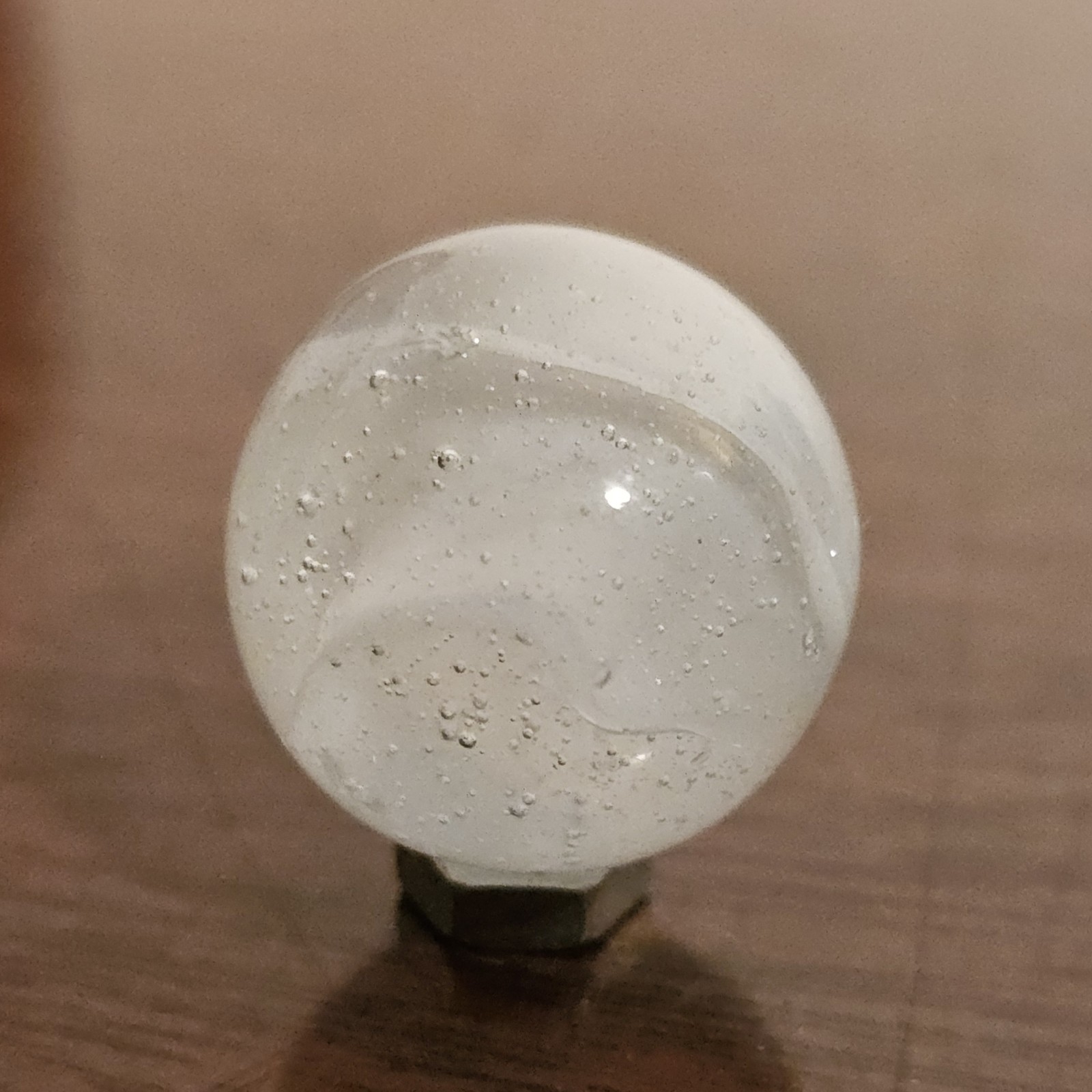 C E Bogard White 4-Lobe Floppy Cats Eye Clear Glass .875 Shooter Marble