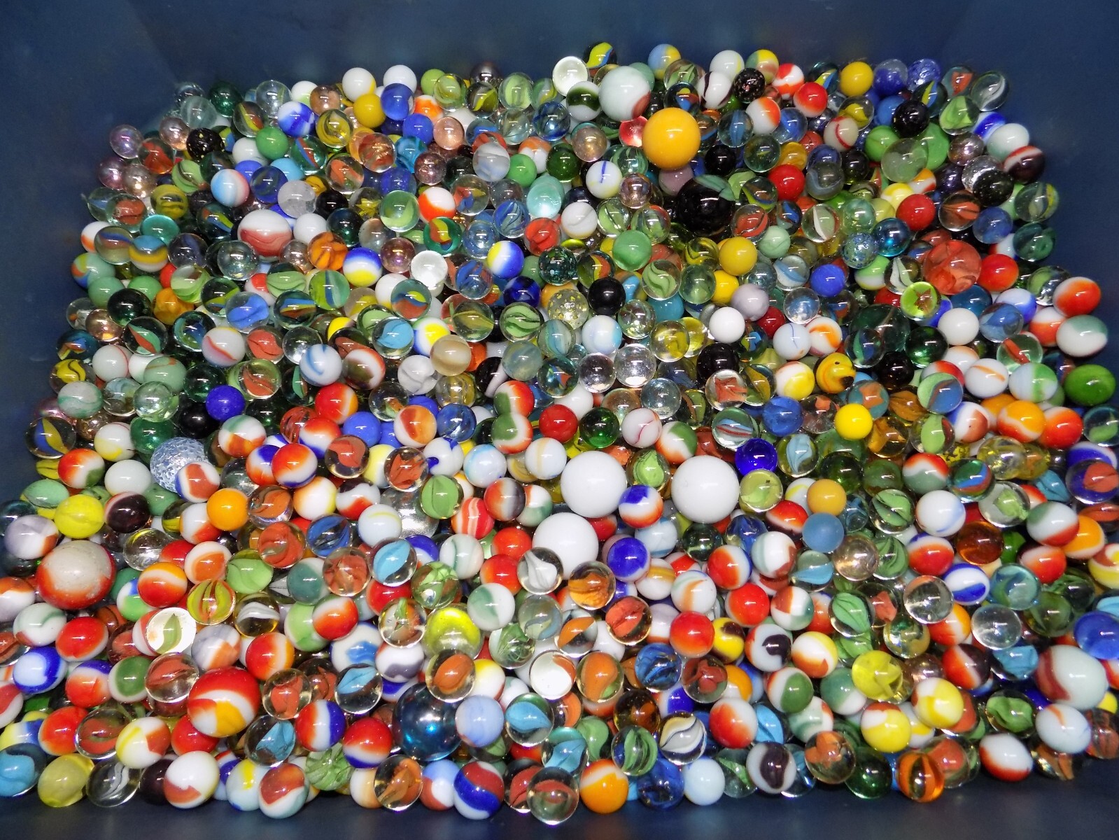 Mixed Lot 55 Assorted Old Vintage To Modern Colorful Glass Marbles {WASHED}