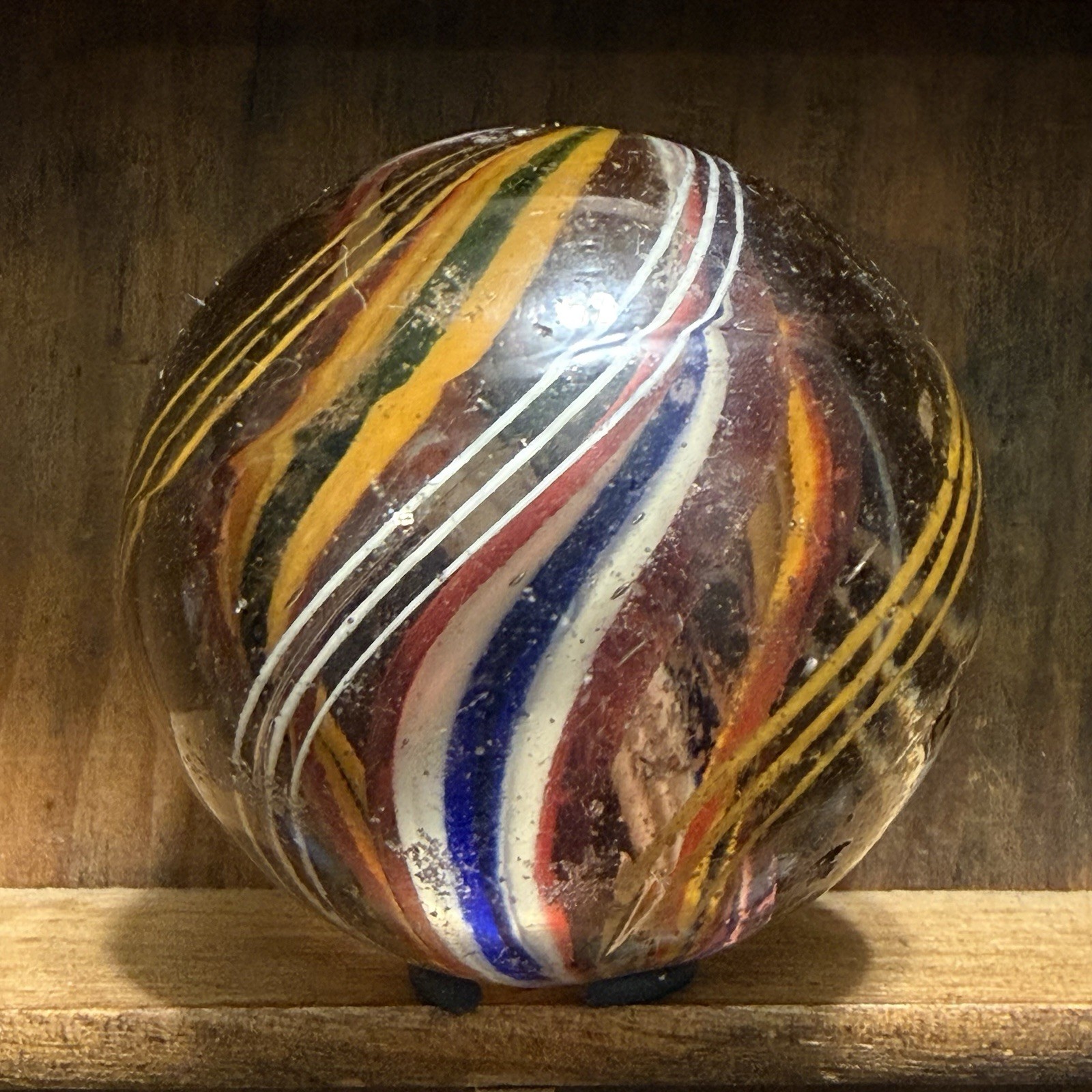 Large Antique German Handmade Divided Core Marble 1-25/32” Near Mint | 323
