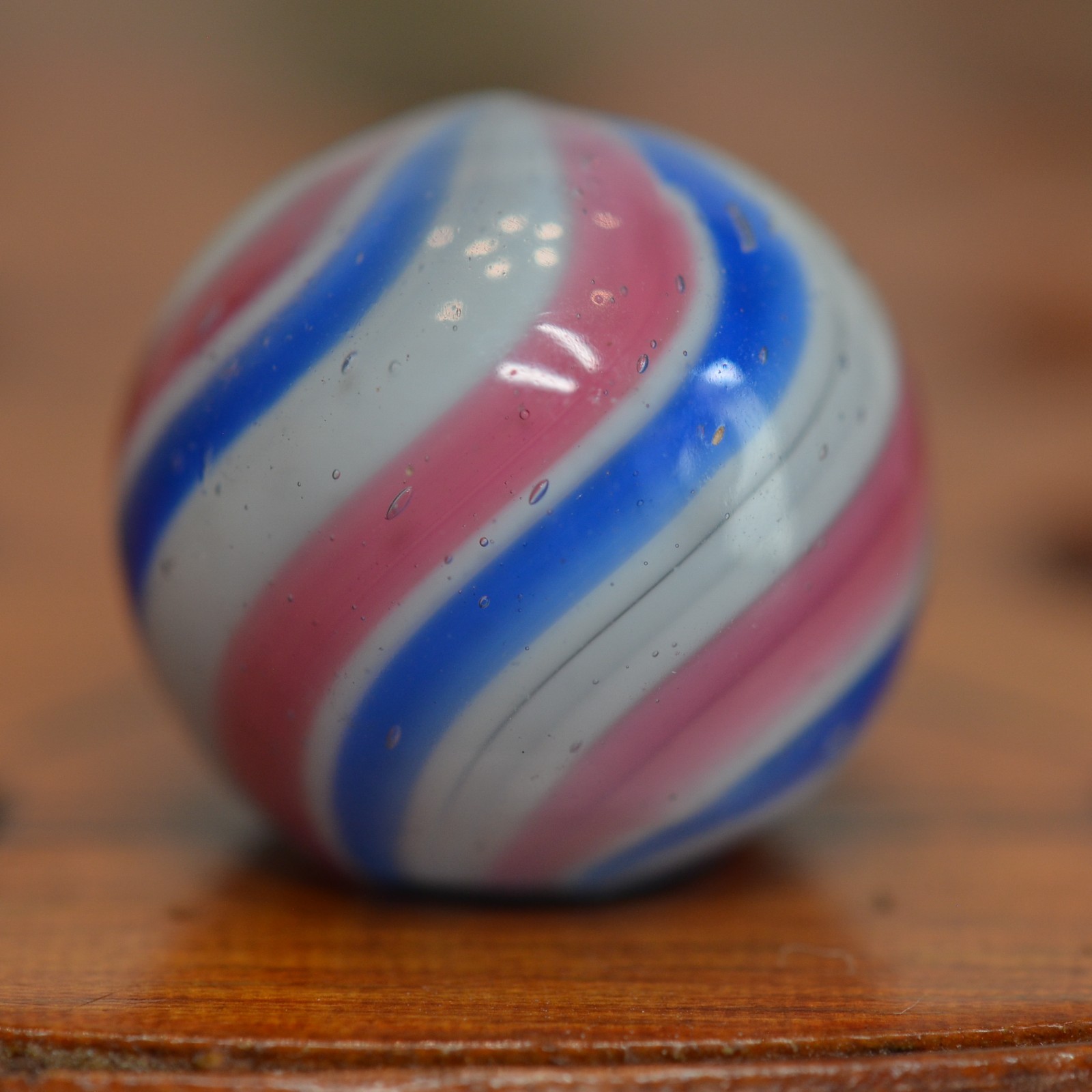 Handmade Peppermint Marble, 11/16 in, Near Mint, Tiny Chip, 1860-1920, S1554