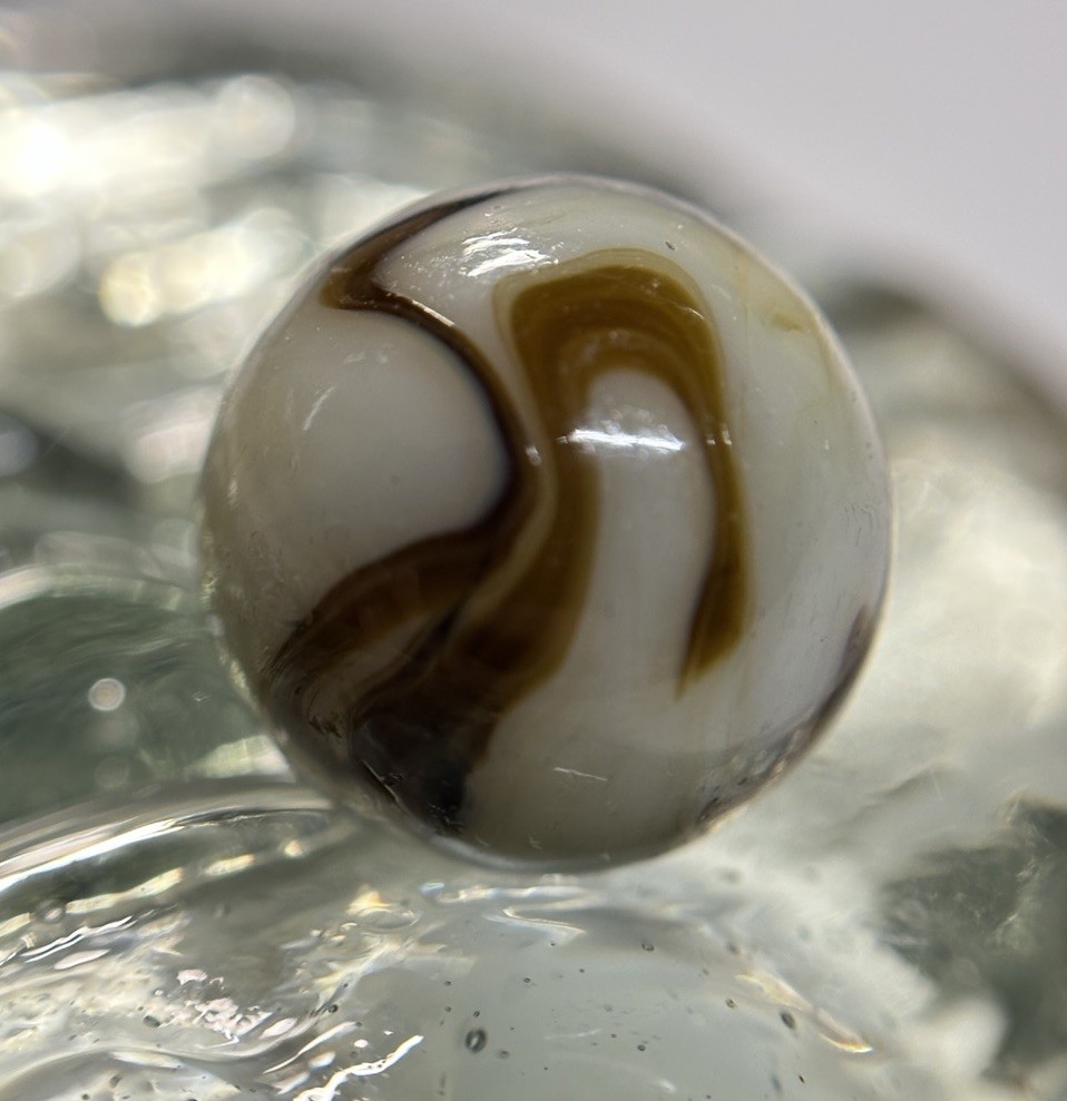Vintage Alley Agate Pennsboro WV Swirl Marble .66” Mint Tan & Brown HTF Beauty