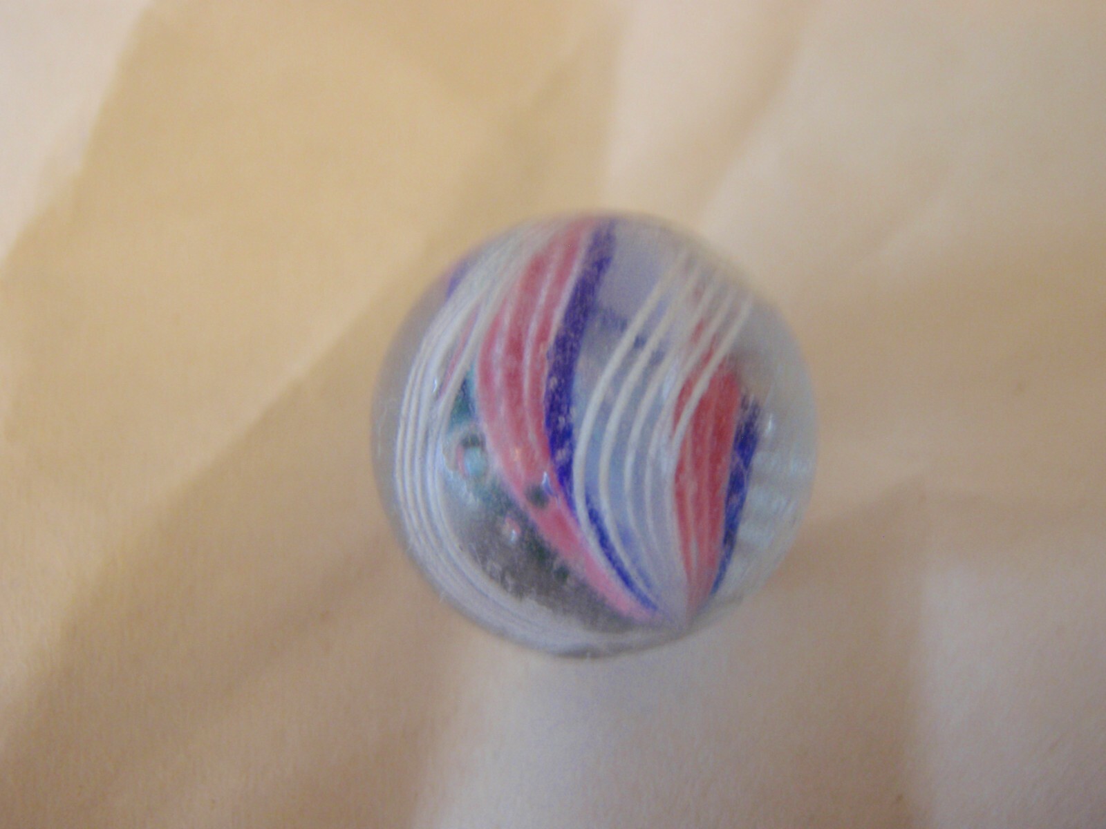 Handmade German Marble Multi Color Divided Ribbon Core Swirl Marble 0.748”