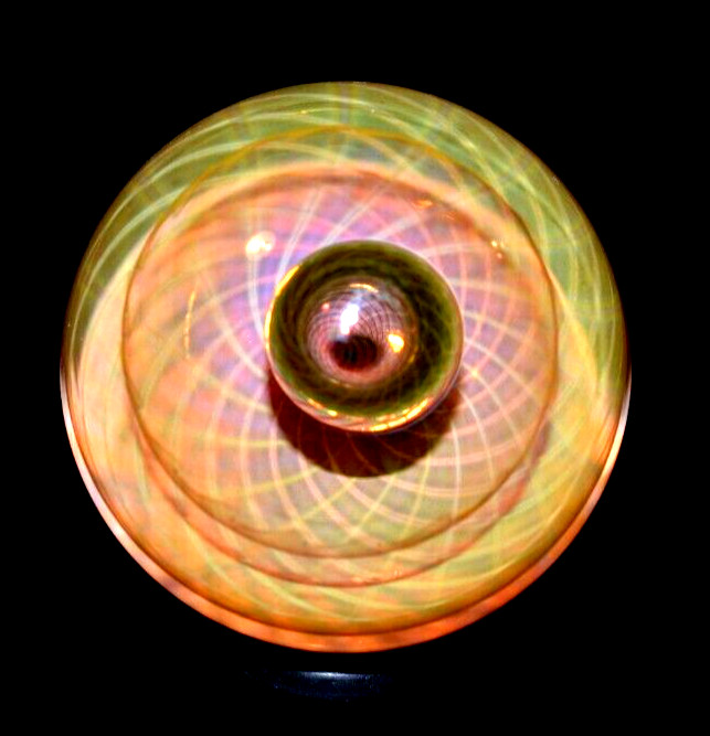 COHESION GLASS MARBLE/1.340″-3 SPINNING BOWLS-YELLOW, PEACH,PINK,TANGERINE,GOLD