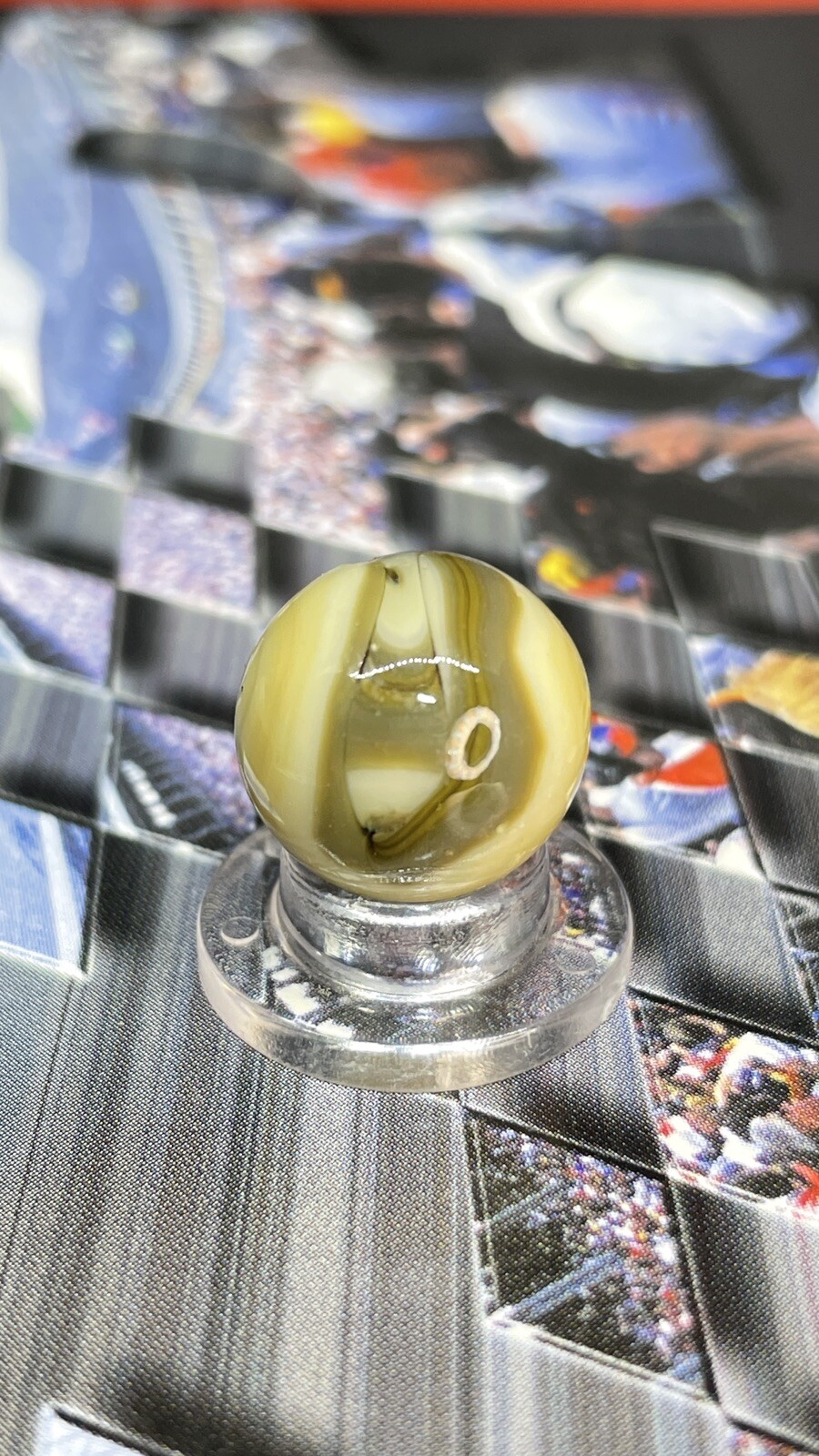 Alley Or Champion Brown & White Crazy Swirl Mystery Marble Vintage Marbles .591