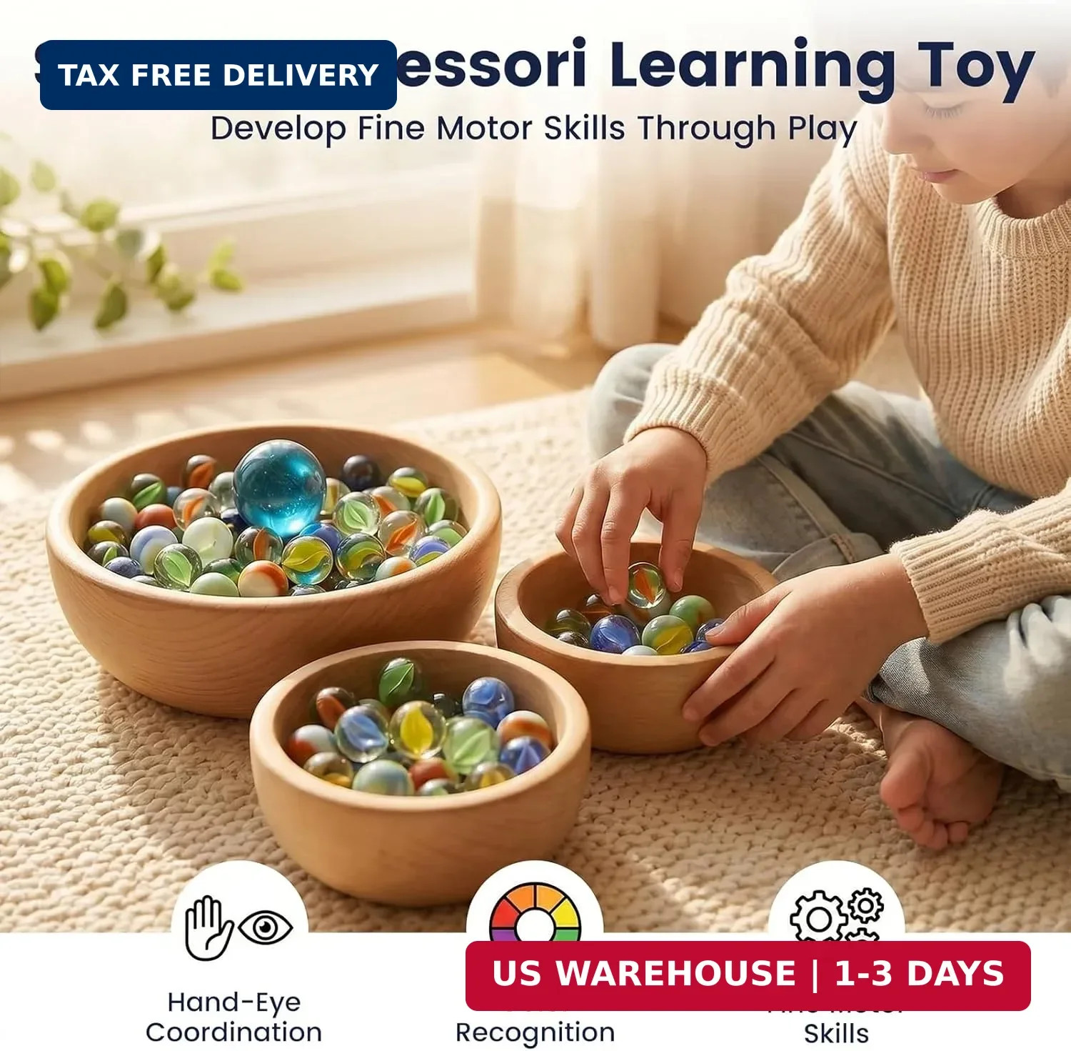 SallyFashion 66PCS Glass Marbles for Kids, 3 Sizes Assorted Size Colored Bulk Ma