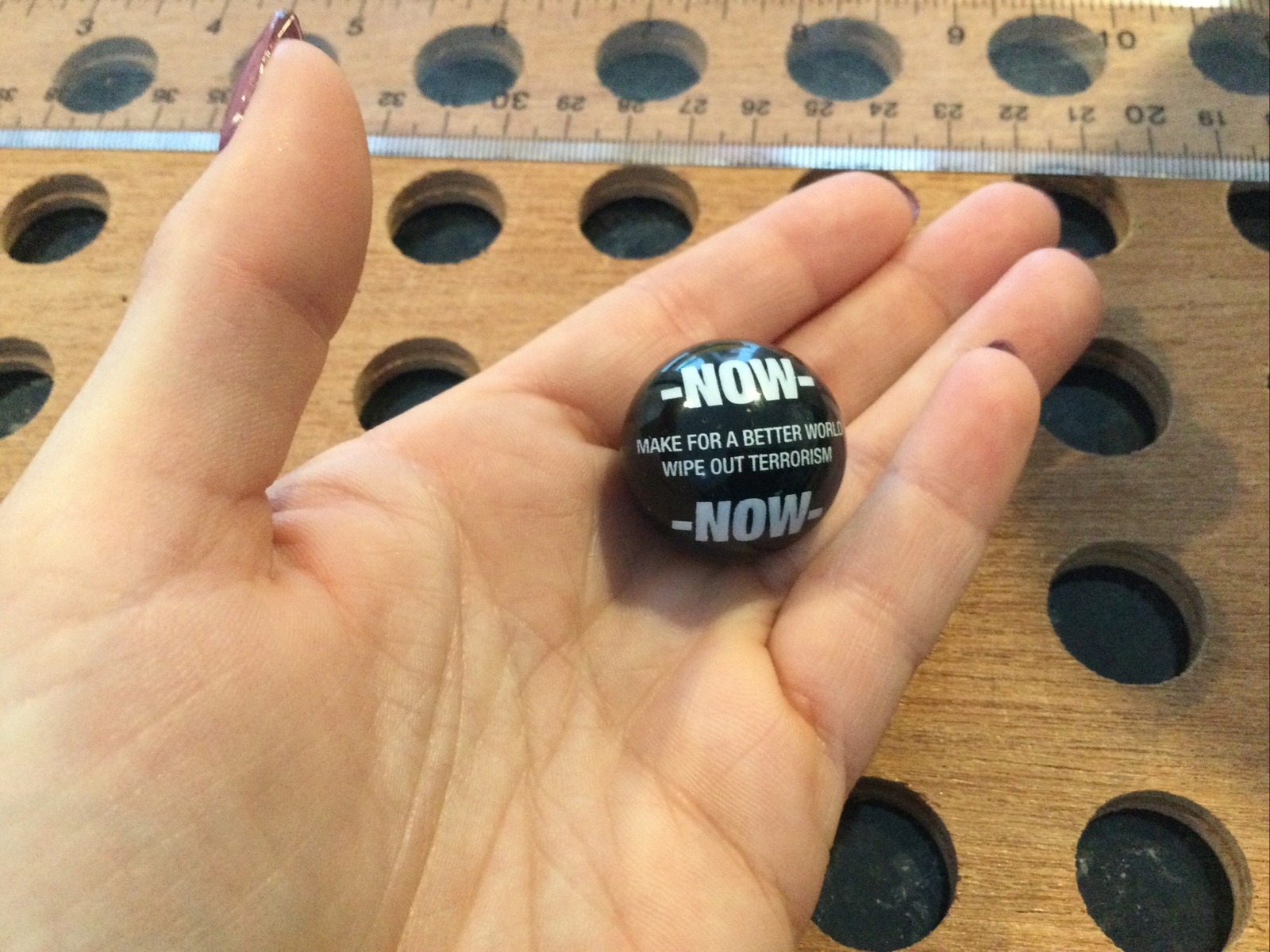 Vintage |”Now-Make For A Better World Wipe Out Terrorism” | Black & White Marble