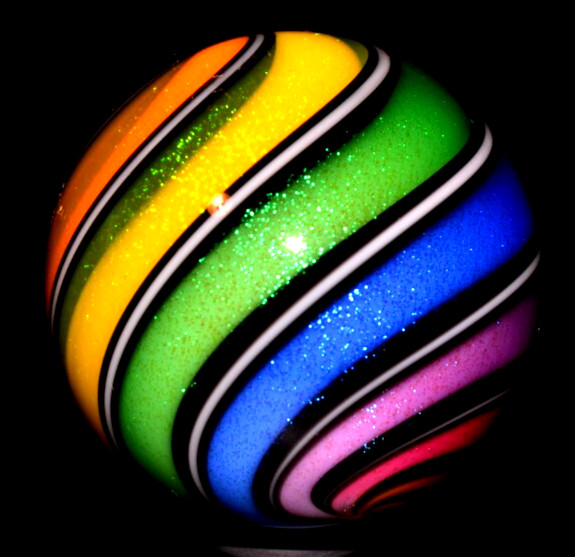 HOT HOUSE GLASS MARBLE/1.483″-CLASSIC BEACHBALL HUGE BOULDER-TANGERINE,LAVENDER+