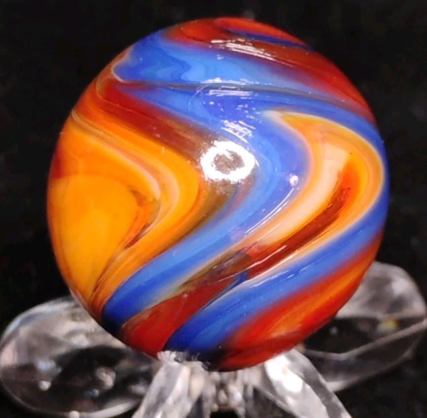 .74″ D.A.S. MARBLES RAMS HEAD STYLE SWIRL-GLASS TOYS NM+