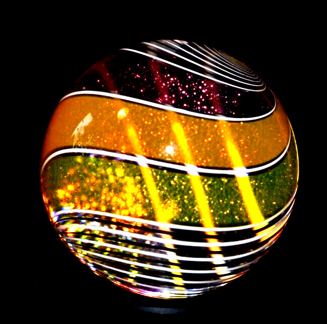 HOT HOUSE GLASS MARBLE/1.722″-STAINED GLASS WINDOW-ORANGE,RED,BLACK,WHITE/FAST