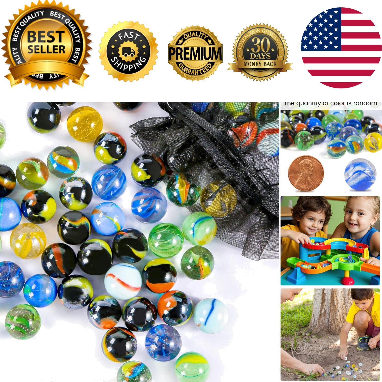 Vibrant 0.6inch Glass Marbles – 60pcs Bulk Set for Fun Marble Games & Crafts