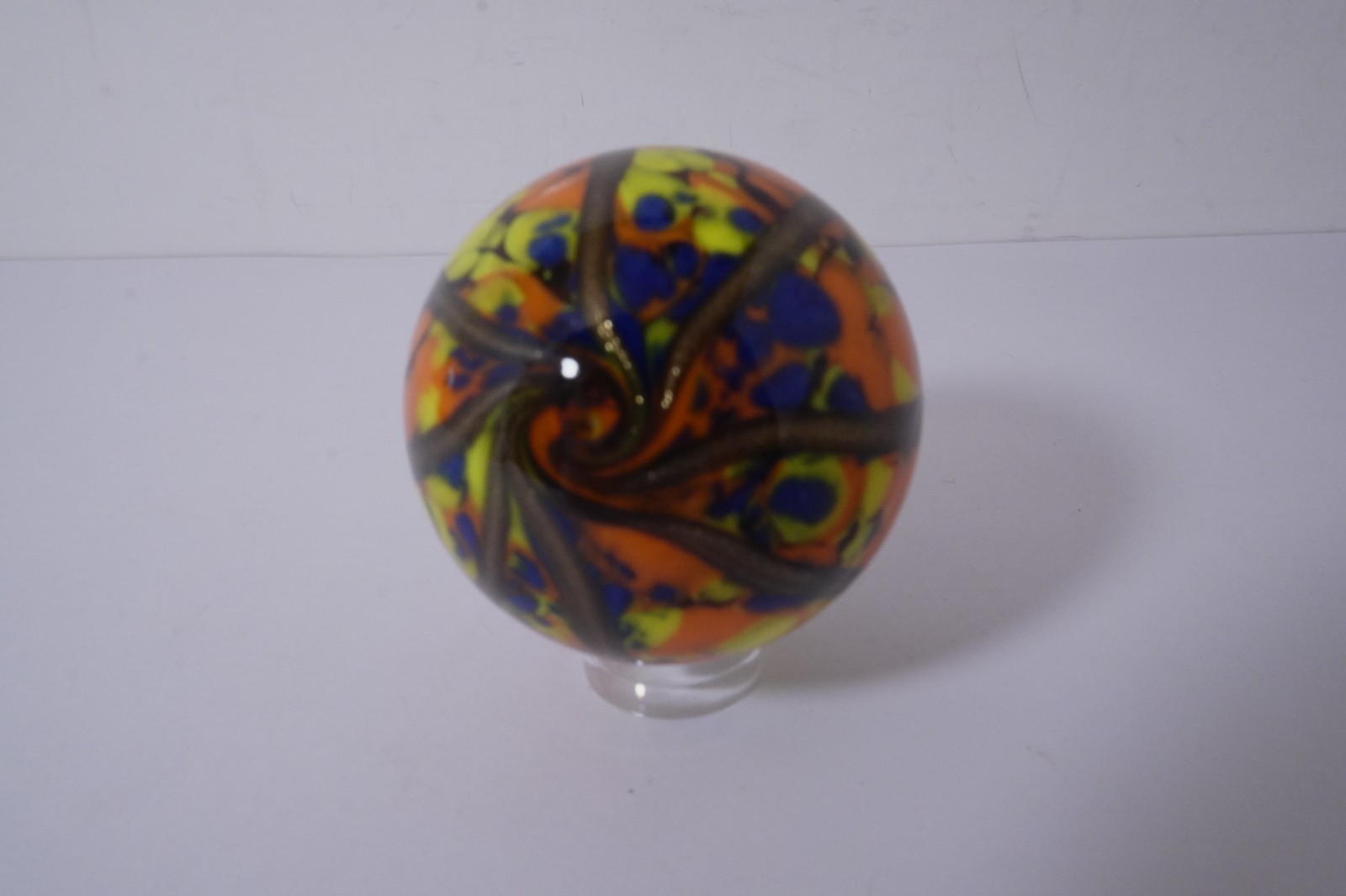 A Lovely New Rainbow Colored Handmade Guinea Glass Marble 41 MM = 1-5/8″ Dia.