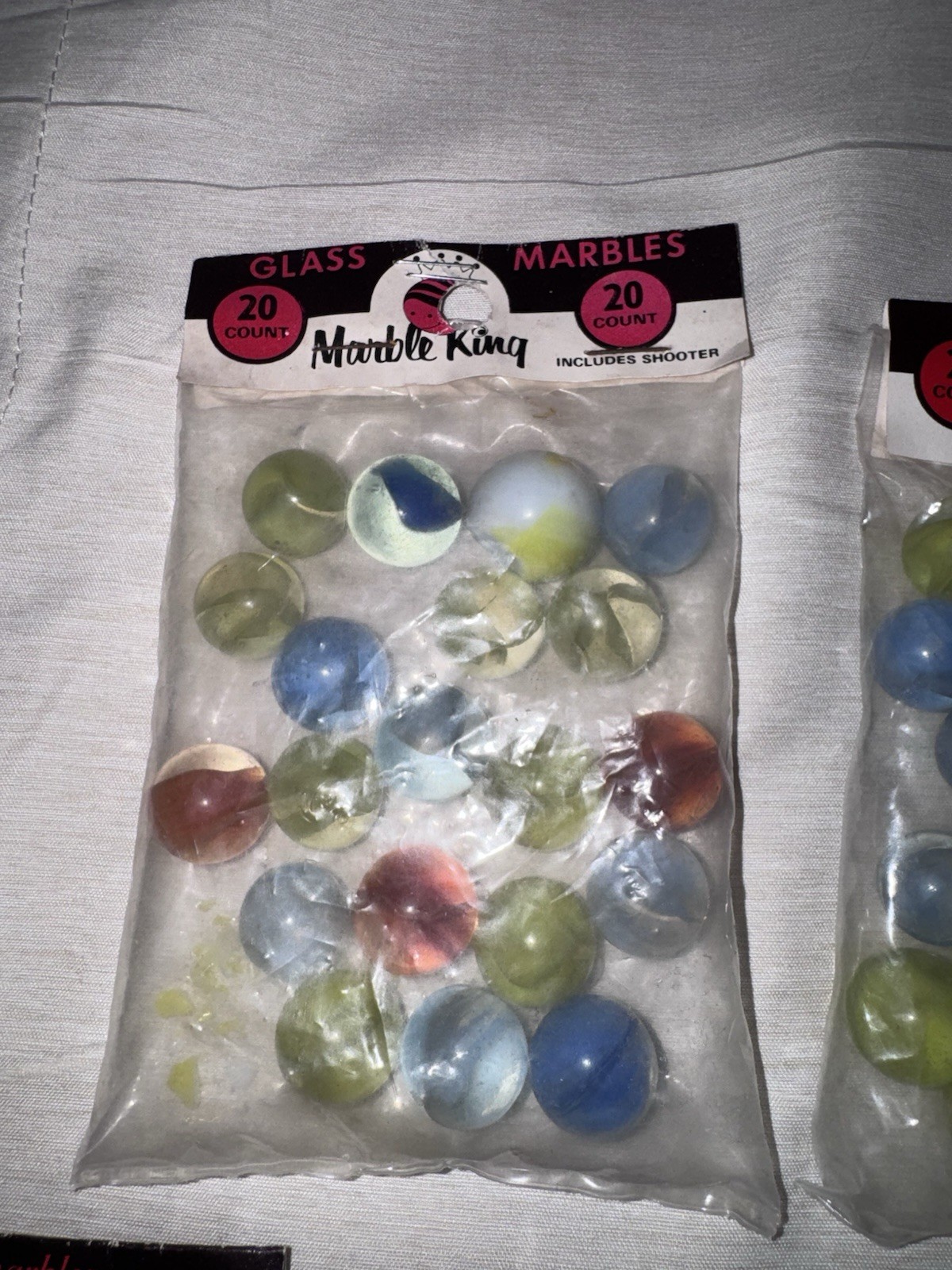 9x Vintage Marble King Marbles 20 Per Pack – 180 Total Glow Cats Eye Shooter