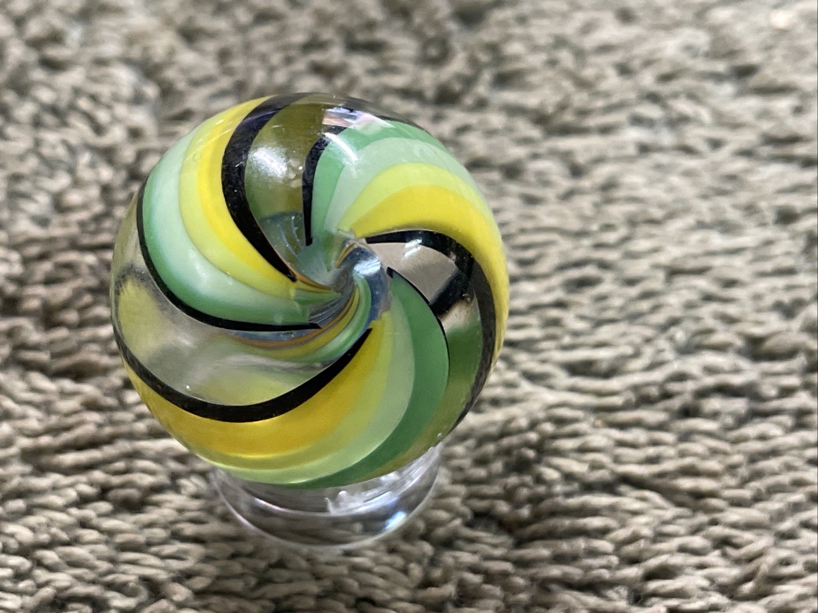 Handmade Contemporary Glass Art Marble .9” Spiral Dichroic Swirl