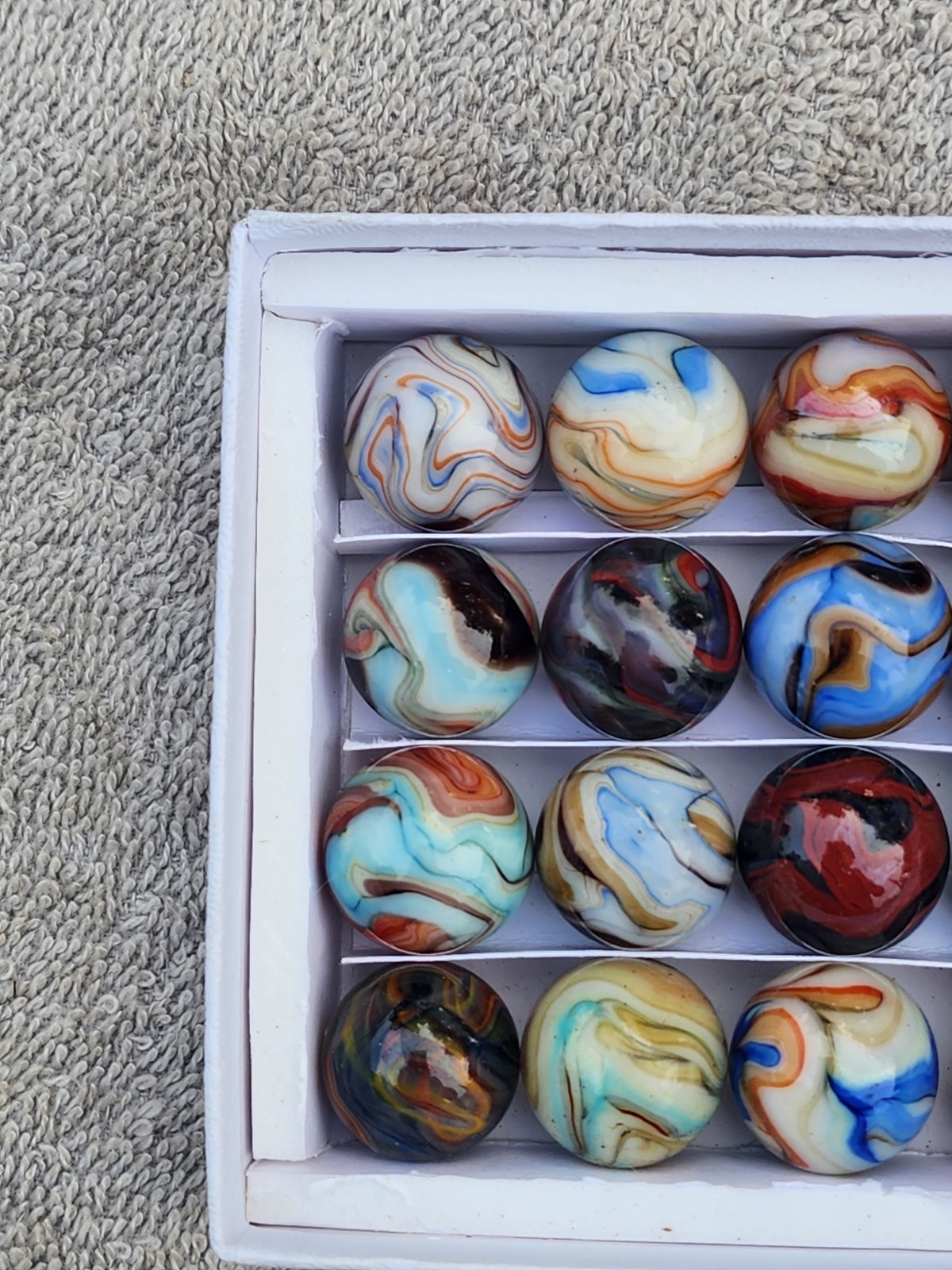 4-21-2010 JABO CELEBRATION RUN MARBLES 3/4″ . BOX SET OF 16 $60.00 .