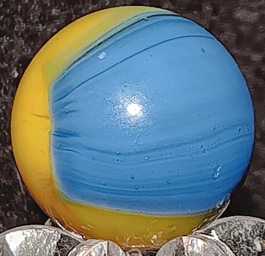 Vintage Akro Agate “PATCH” Marble. .67″ Mint. (HTF) EARLY TOP SHELF EXAMPLE.