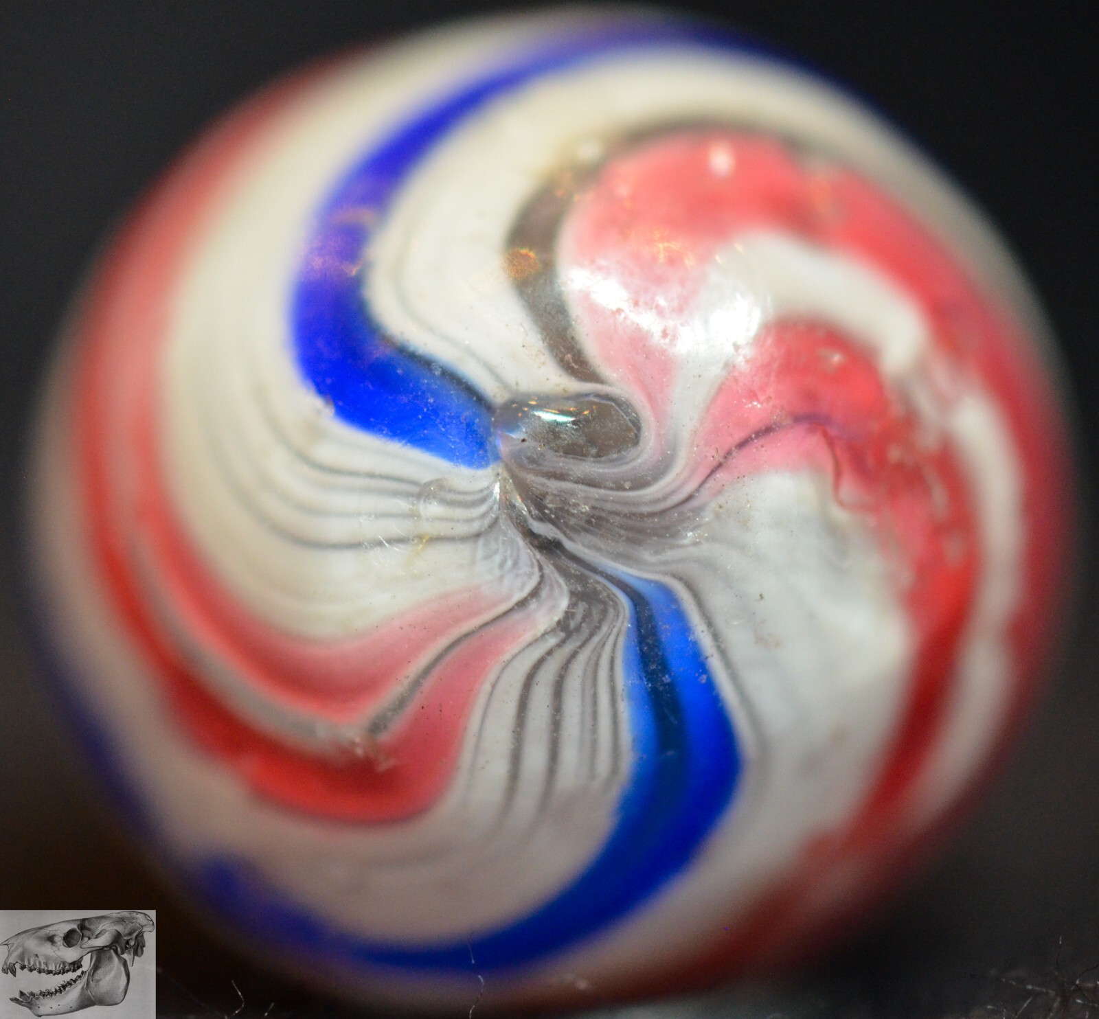 Handmade Peppermint Swirl Marble, 11/16 in, Near Mint-, Germany 1860-1920, S1030