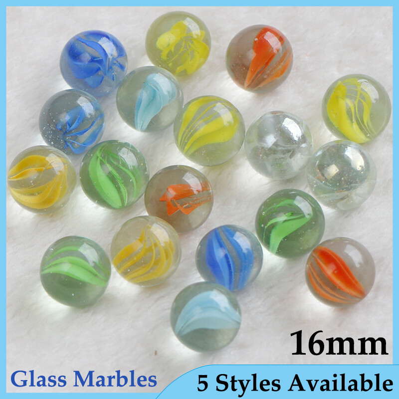 16mm Glass Beads Marbles Round Traditional Vintage Classic Toys Games DIY Decor