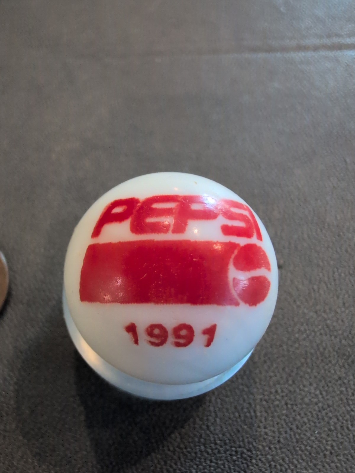 One Vintage 1991 Red Pepsi Logo Promotional Pearl White Marble