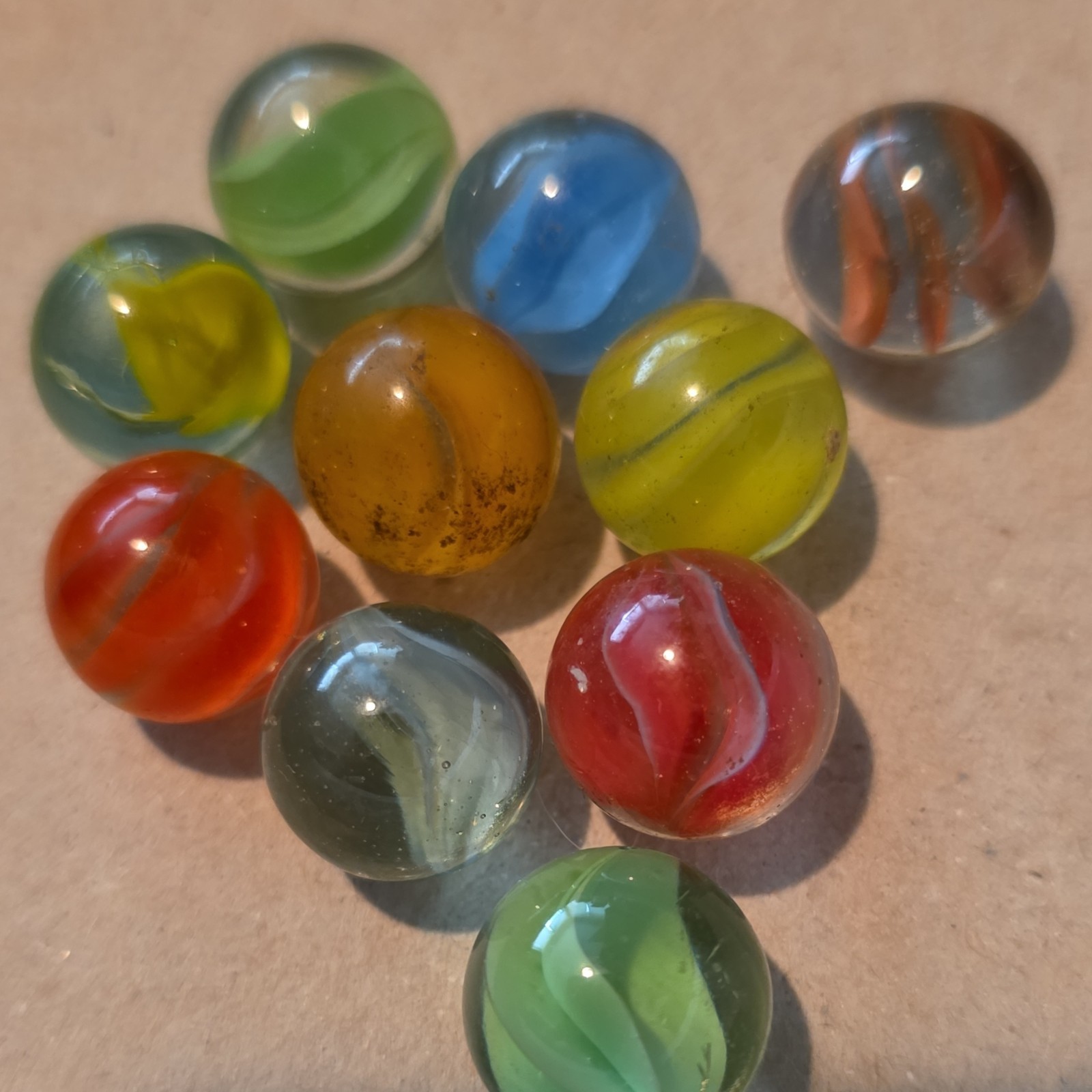 Glass Machine Made Cat’s Eye Toy Marbles Lot of 10 Assorted Colors Collection