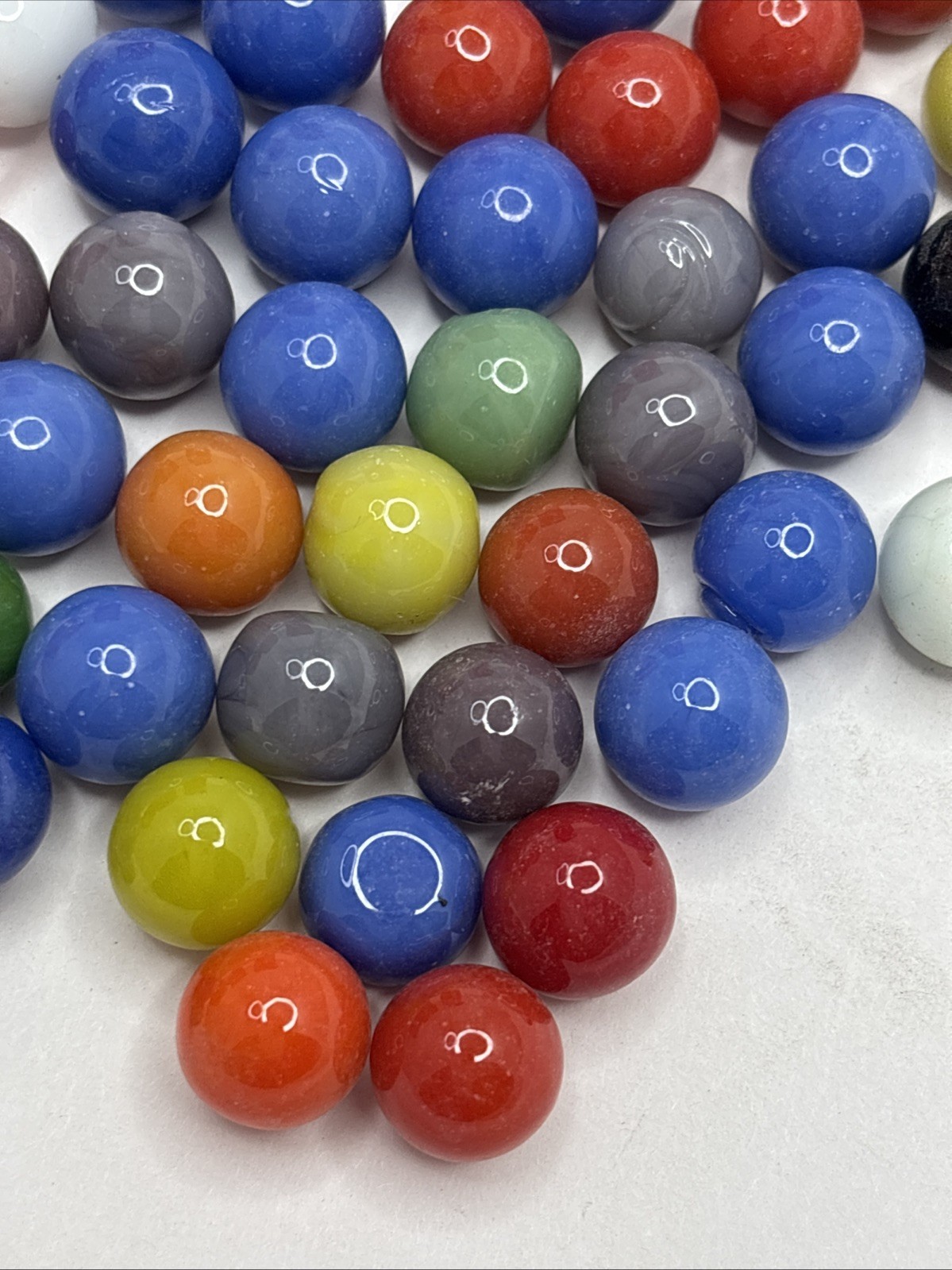 Vintage Bright Color Glass Marbles Lot of 50 Peewee Size SS Some Imperfections