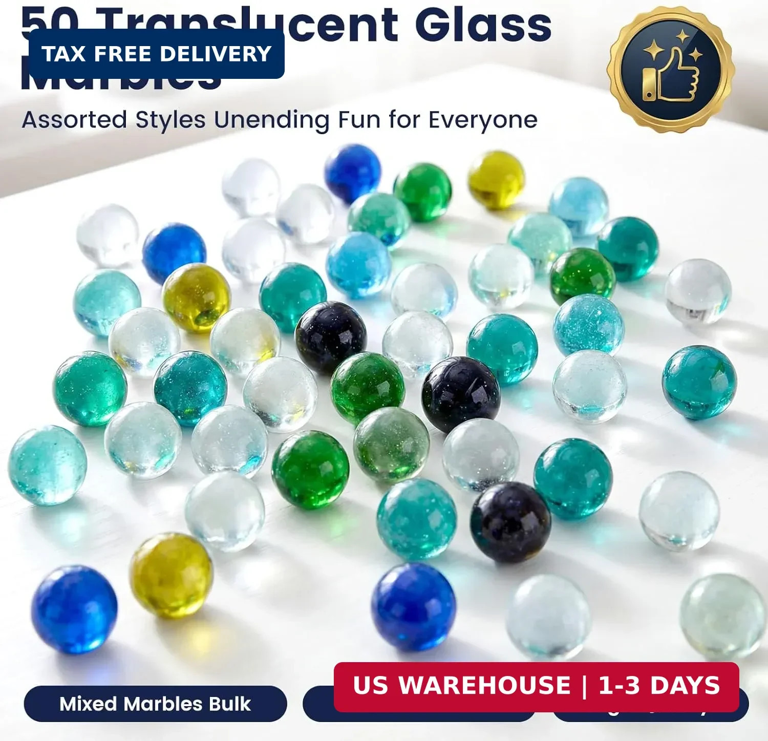 POPLAY 50 PCS Beautiful Player Marbles Bulk for Marble Games,Multiple Colors(1 W