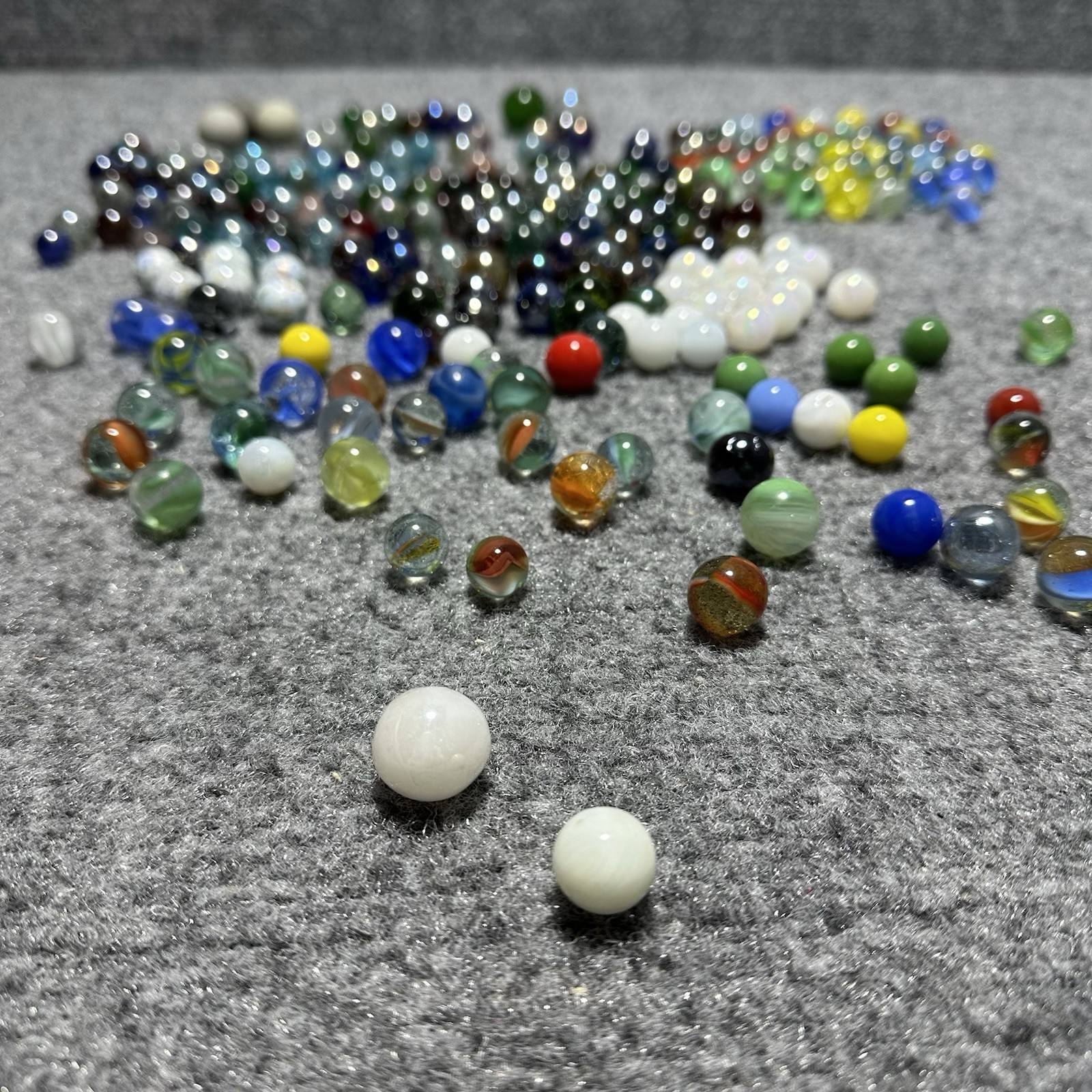 Marbles Lot of 100+ Swirls, Akro, Peltier, Virto, M.F.+ Vintage Estate Sale Find