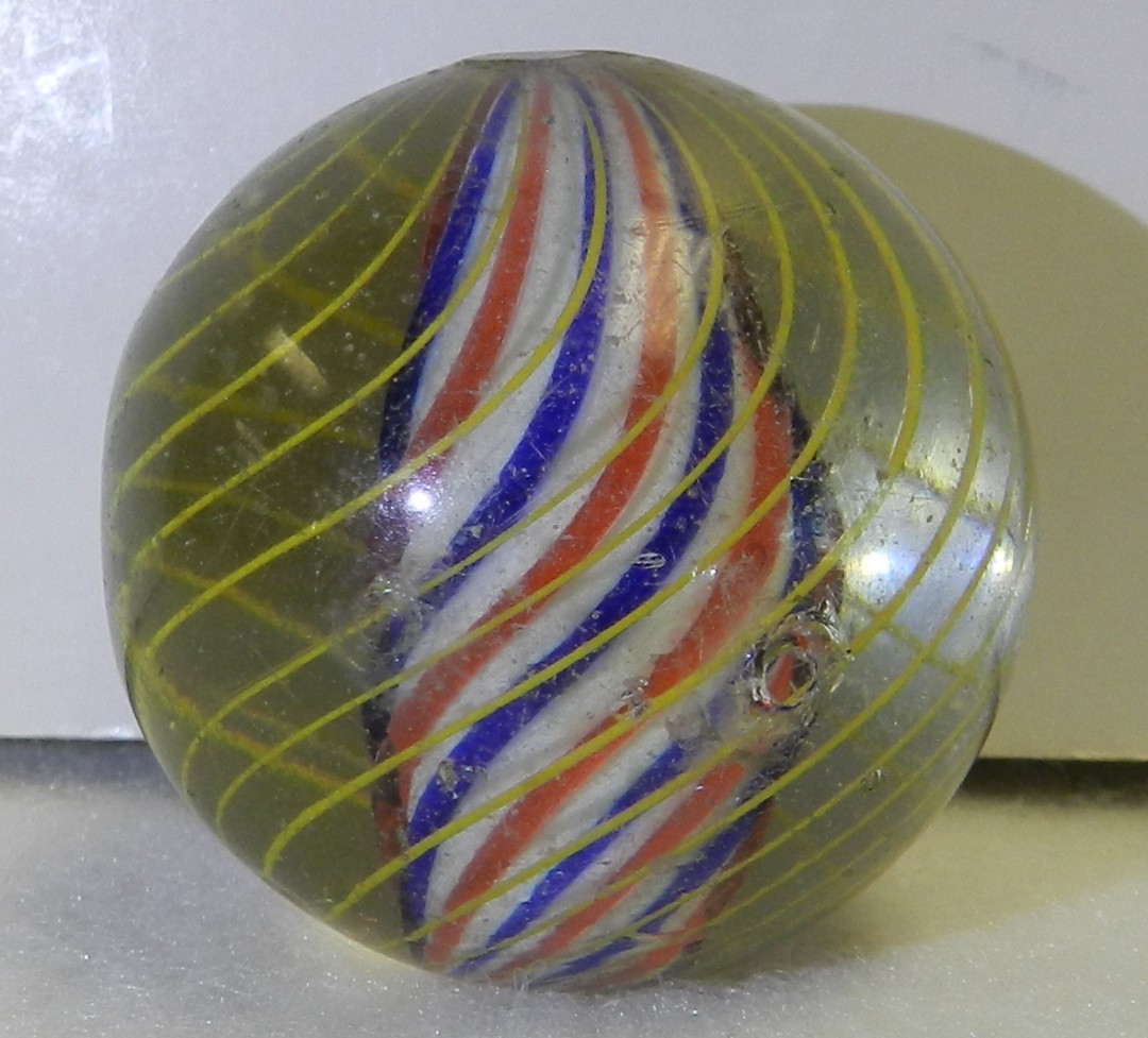 #20718m Large 1.42 In Vintage German Handmade Caged Solid Core Swirl Marble