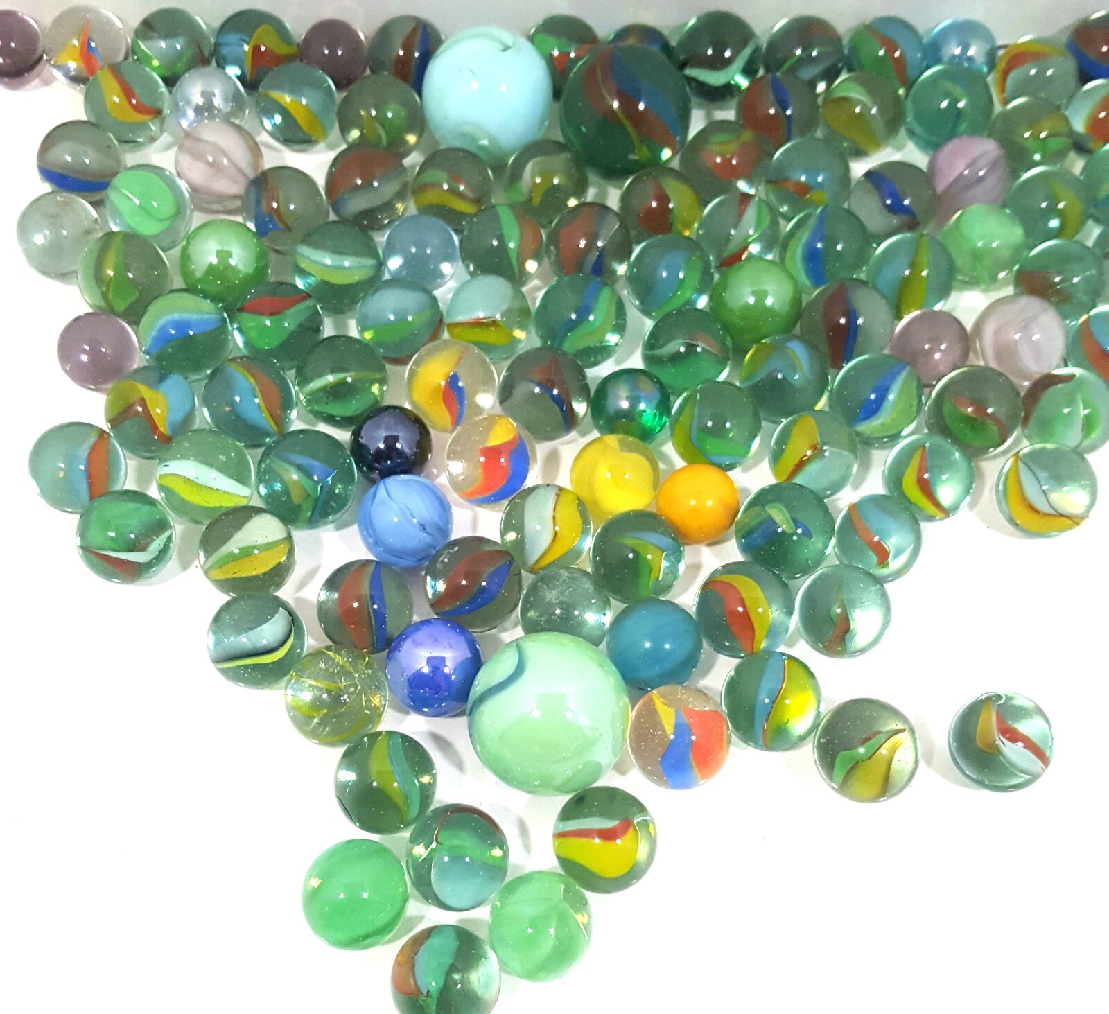 Vintage Marbles Large Lot Swirls Glass Various Colors And Styles Lot Of 118