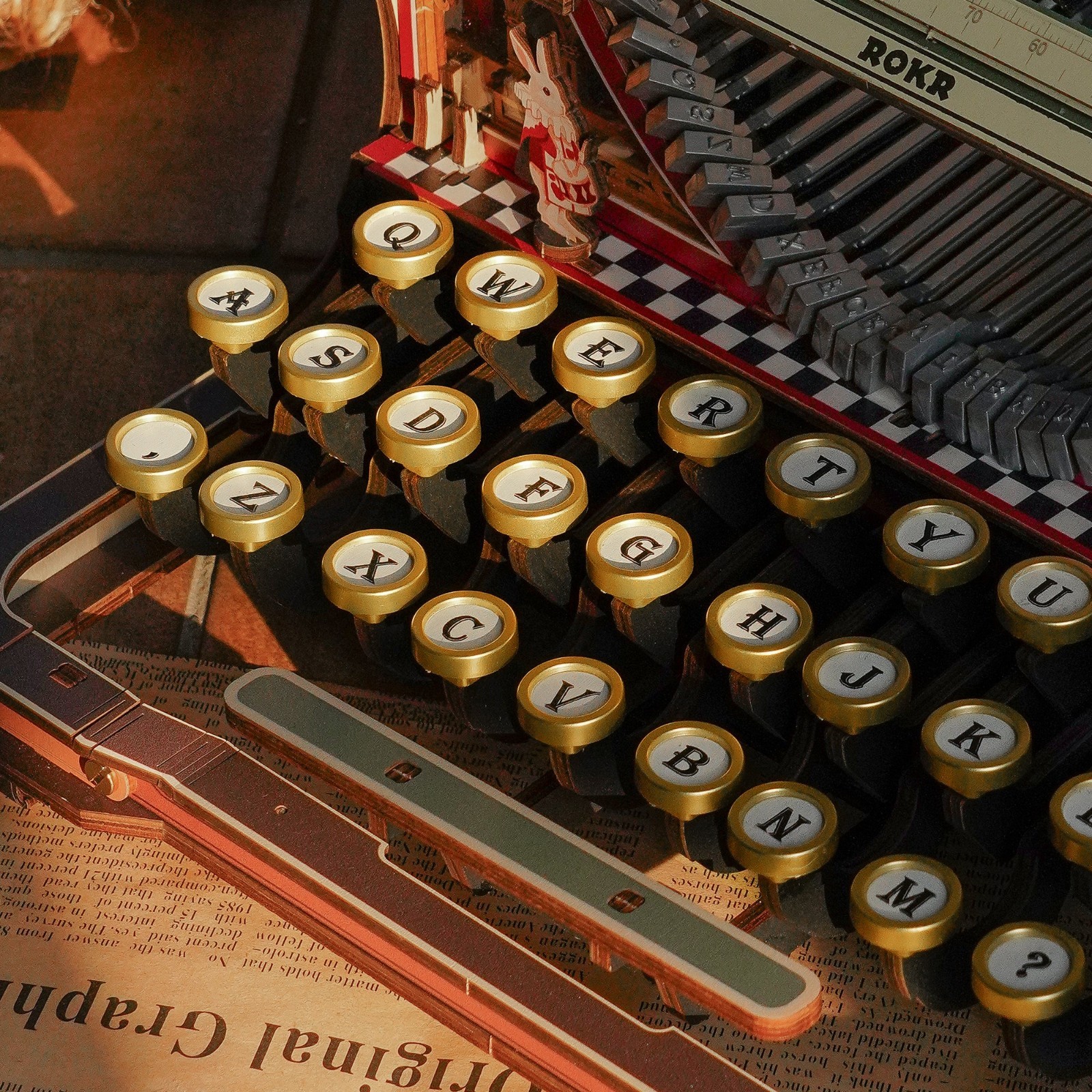 ROKR Mechanical Typewriter 3D Wood Puzzle DIY Kit Retro & Fantasy Style Gift