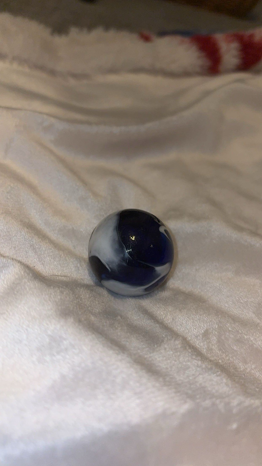 Vintage Dark Blue with White Swirl Glass Marble 1 Inch