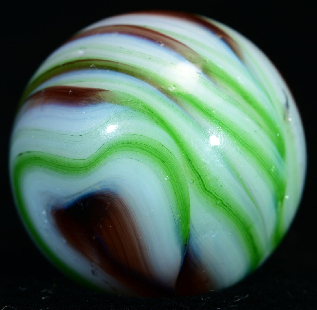 Veiligglas Opaque Vintage Marble Bold Contrast Stacks & Loops 1950’s 16mm 5/8”