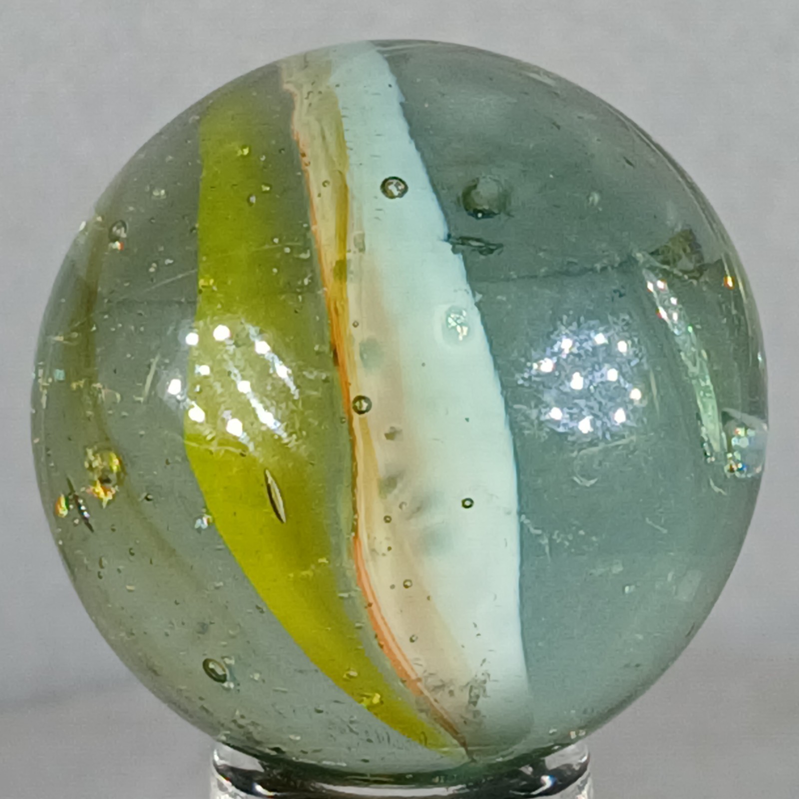 Large Vintage Tri-Color Hybrid Cat’s Eye Marble .94 Inches Near-Mint Condition