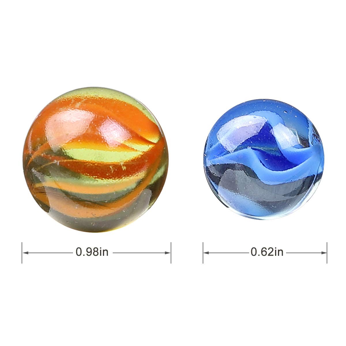 Marbles Cats Eyes Glass Marble / Sling Shot NEW-55 inch, 500 Pcs 0.62 Inch