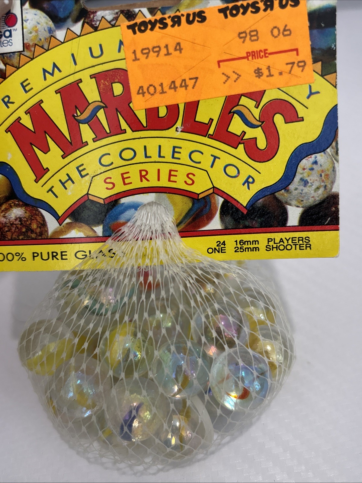 “FLAMES” VACOR MEGA MARBLES Vintage 1990s Net Bag 24 16mm/1 25mm Shooter