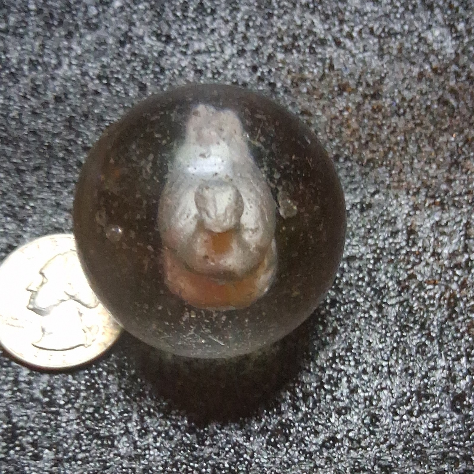 Antique German Sulphide Glass Marble 1.5″+ Mammoth Large Shooter Waterfowl Duck
