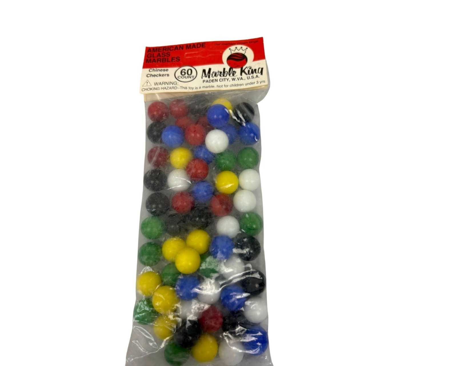 2 BAGS OF VINTAGE AMERICAN MADE GLASS MARBLES FOR CHINESE CHECKERS – MARBLE KING