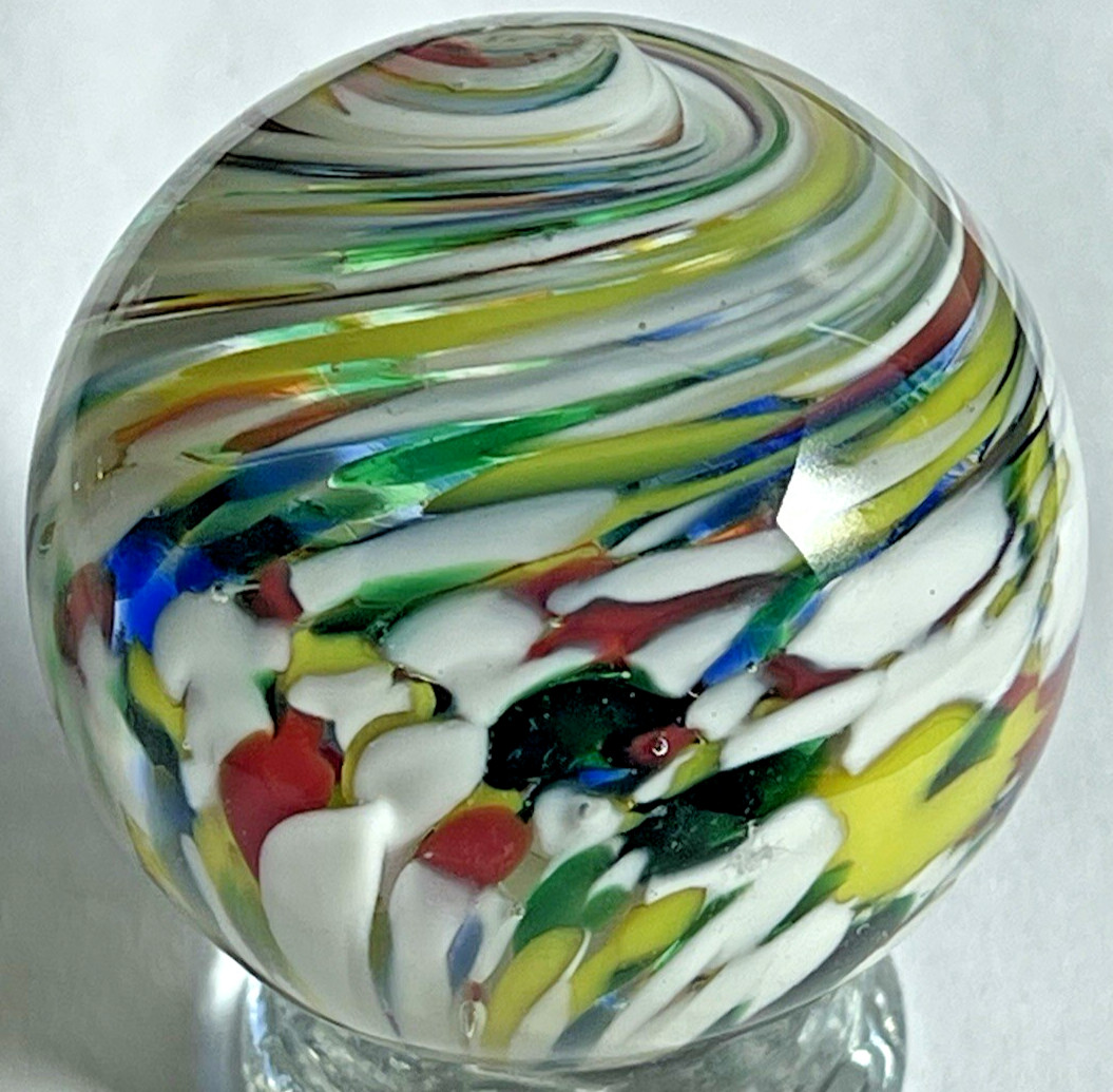 VTG 1993 JIM DAVIS MARBLE SIGNED HANDMADE GLASS ART 1.95″ SPIRAL TWIST FADE AWAY