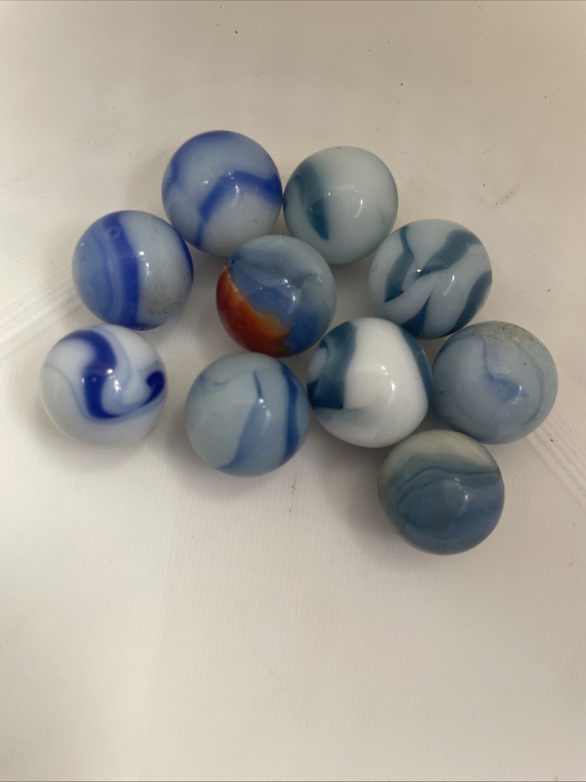 Vintage Red White Blue Marble Blue White Lot Of 10