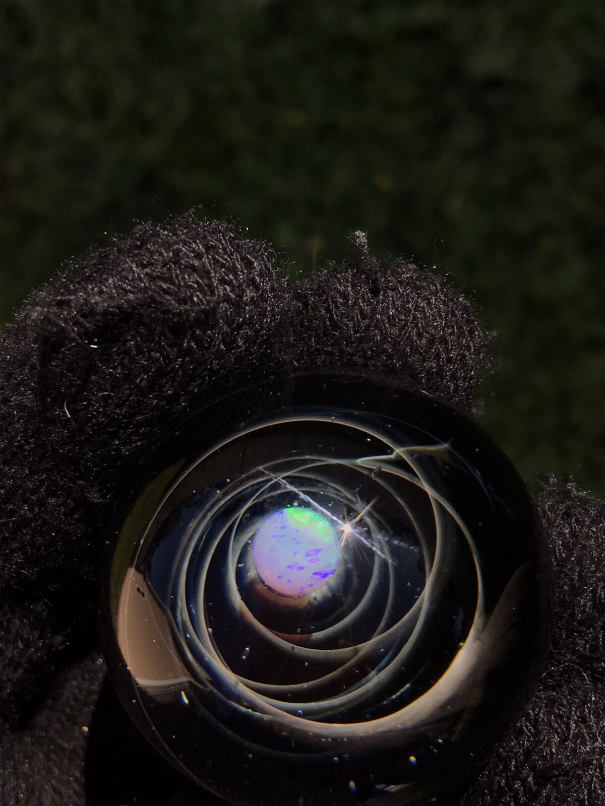 Glass Marble 40mm Deep Space Rainbow Sphere Opals With 24k Gold Fume ￼Sculpture
