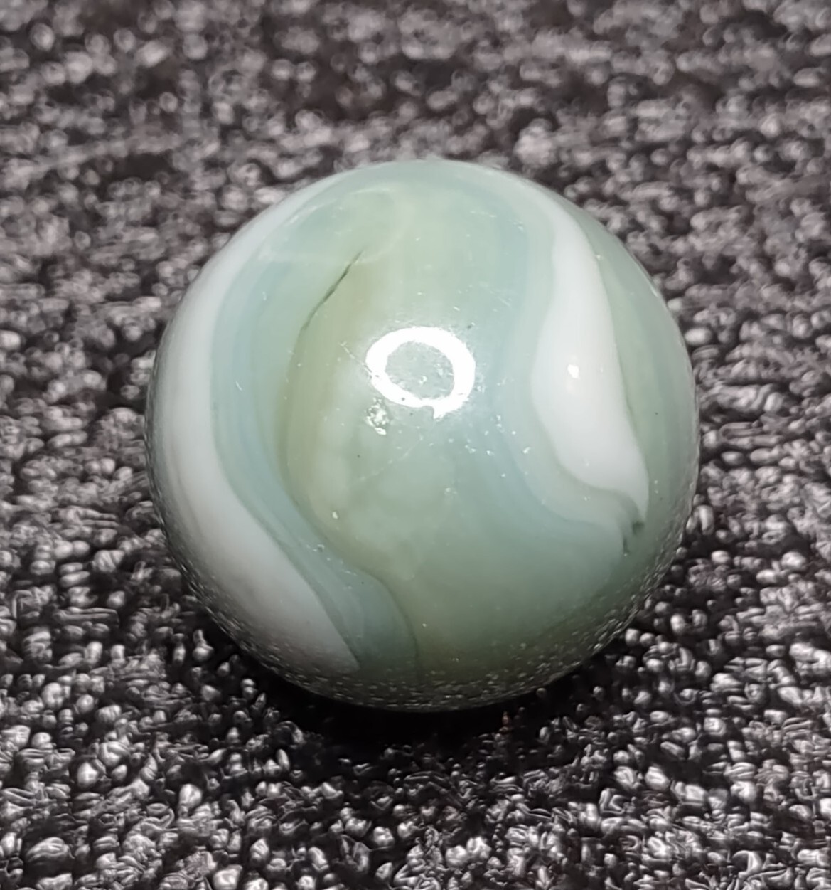 NM- .87″ TriColor Teal Green Opaque Swirl Alley Agate ? Glass Vintage Marbles