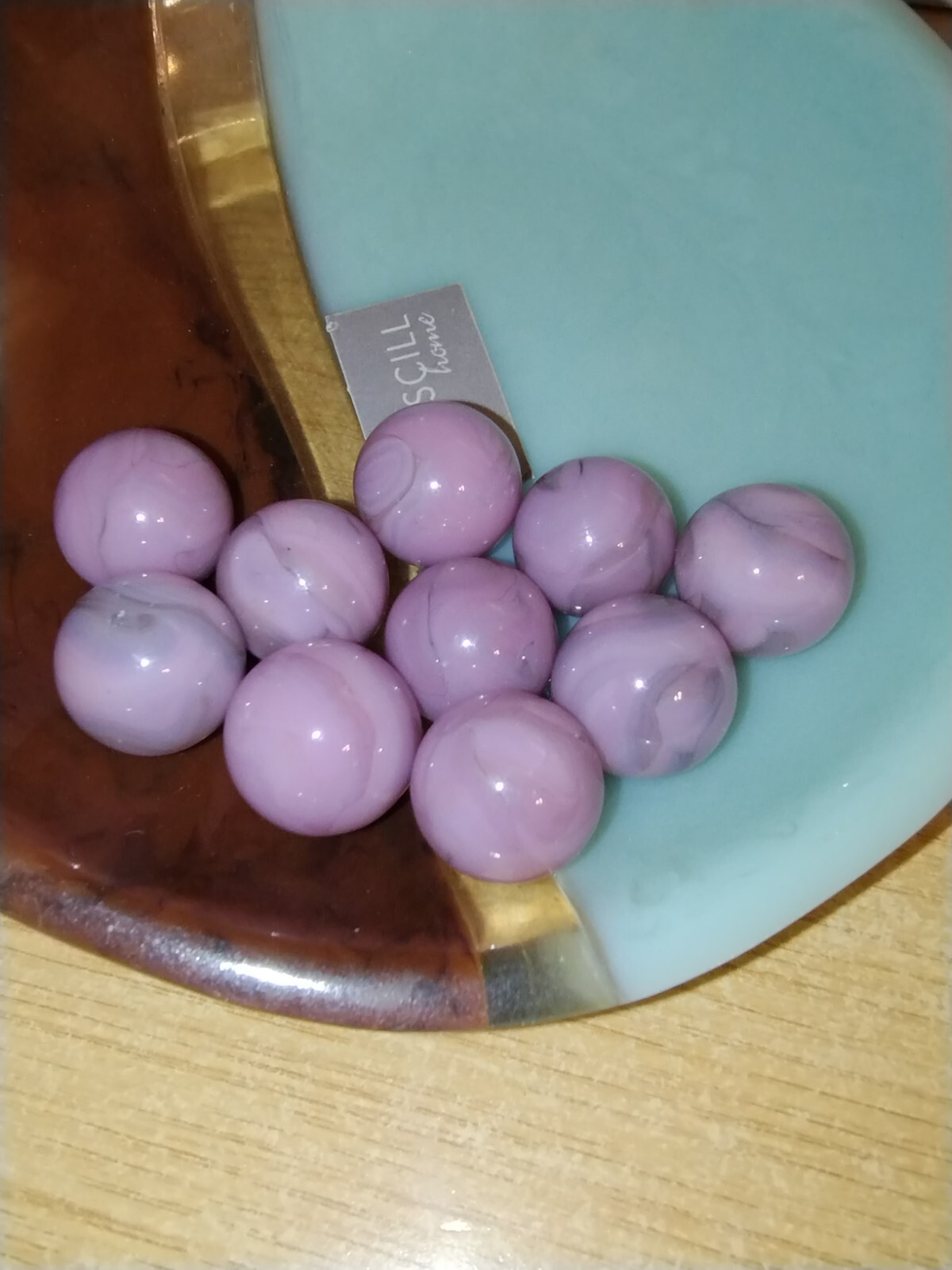 Vintage Lot of 10 Champion Agate Company Pink Purple Lavender Swirl 5/8″ Marbles