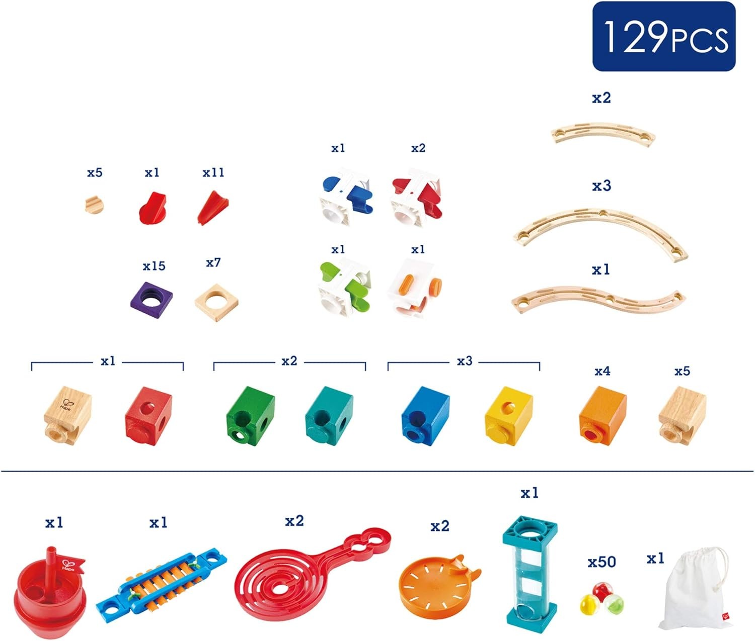 Hape Wooden Quadrilla Super Spirals Marble Run STEM Toy for Kids 4+ Years