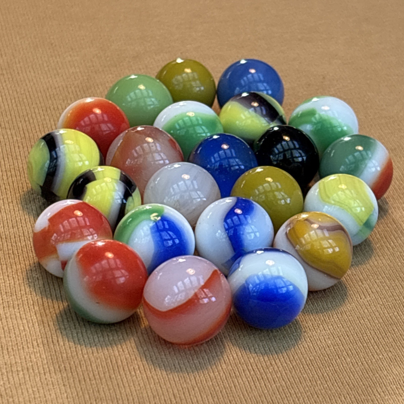 Original Antique Vintage Old Marbles Lot Swirl Colors Blue Green Orange White