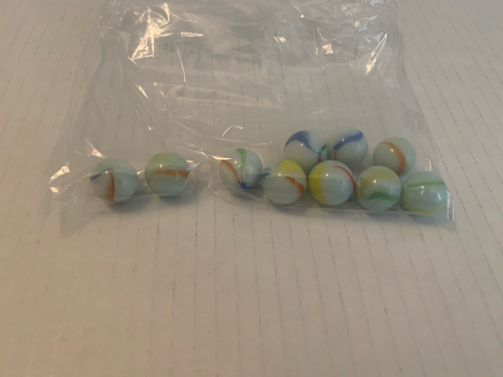 10 Vintage Milk Glass Marbles White Opaque Striped Swirl Beach Ball Lot Bundle