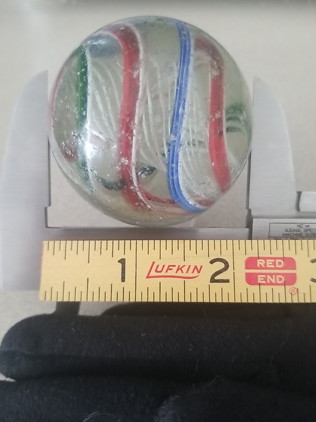 Huge Antique German Marble Banded Ribbon Core Swirl Handmade 2.25″