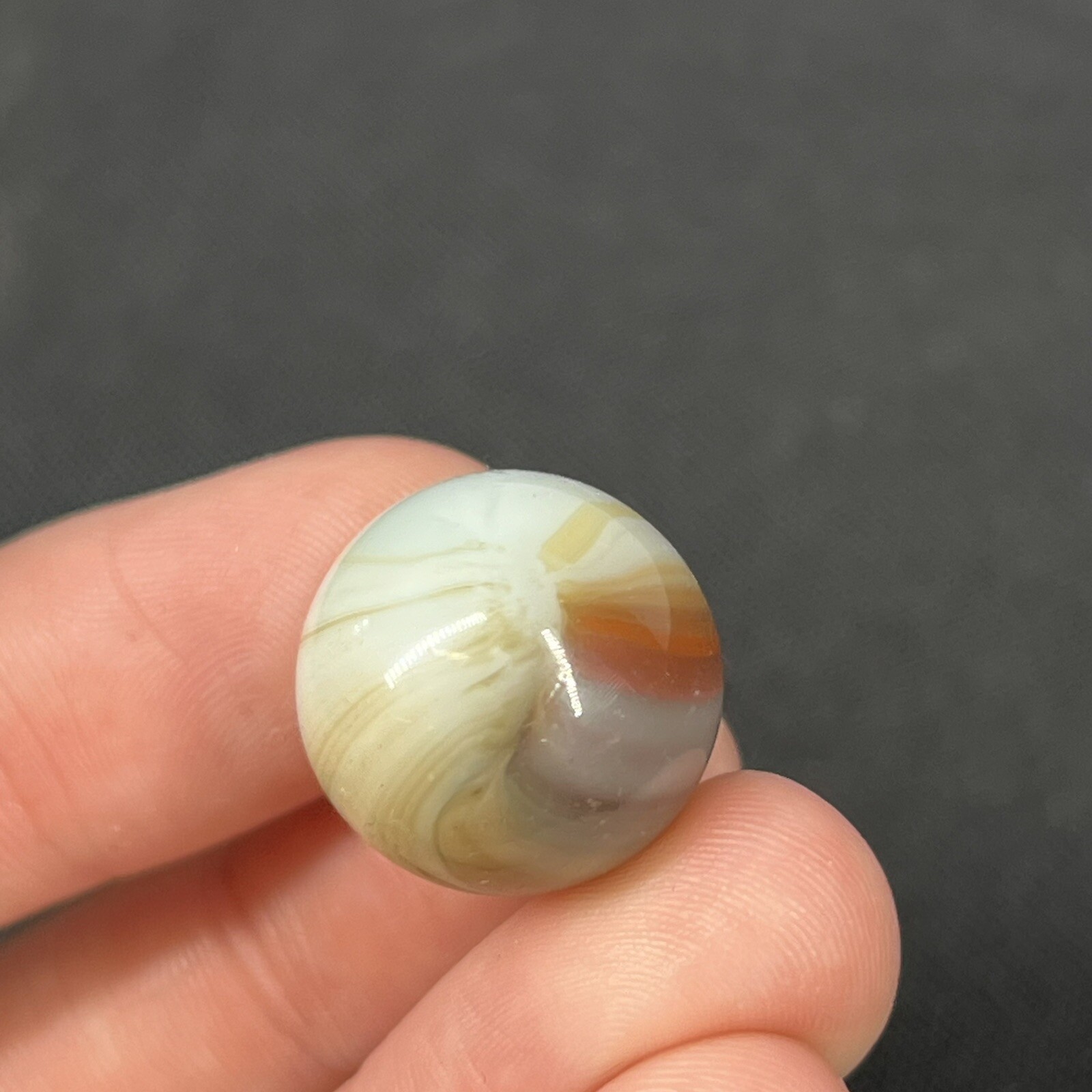 Vintage Agate Christensen Peltier Art Glass Swirl Marble .65” Milky Green