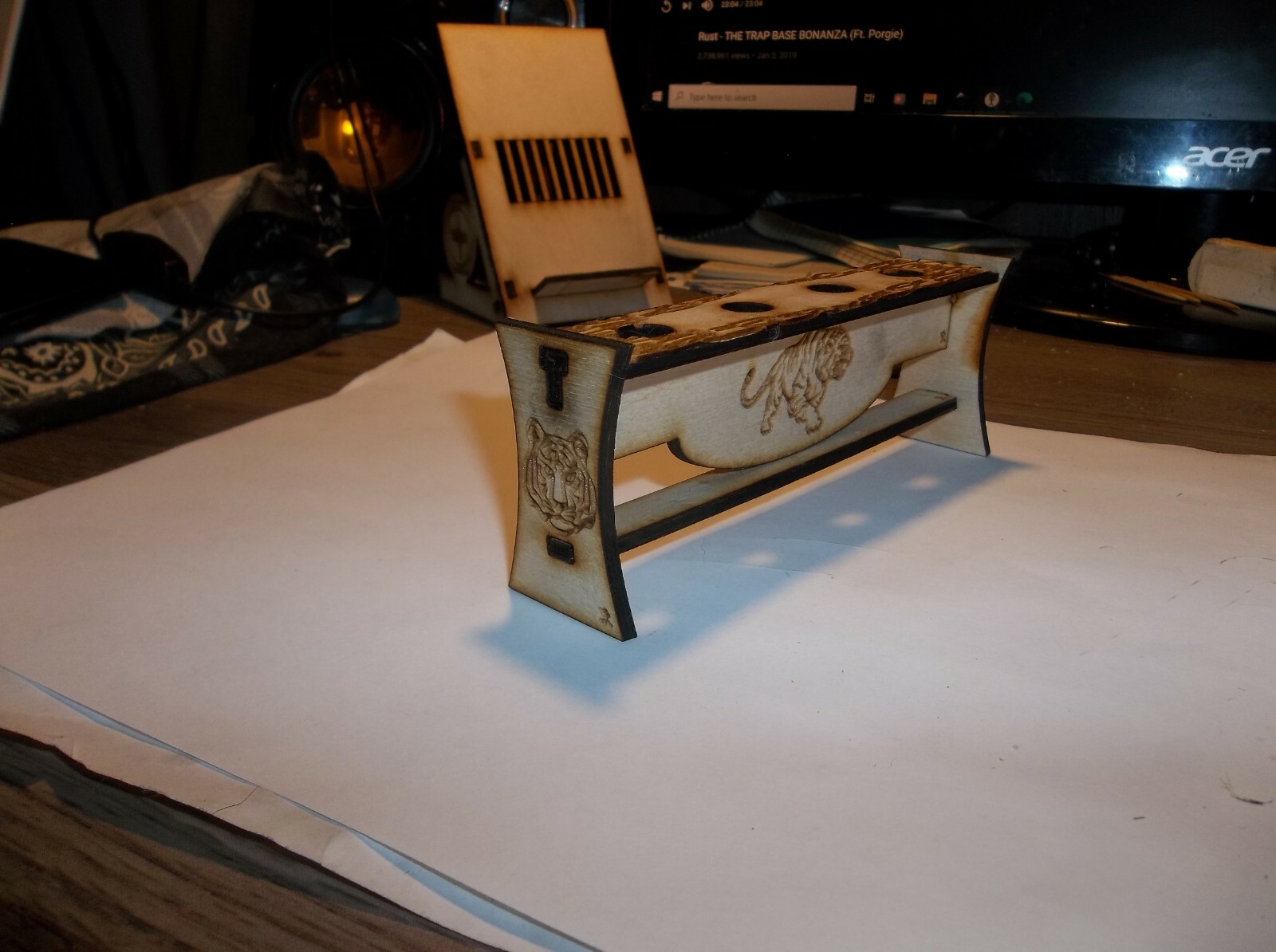 baltic birch laser cut marble display stand. 