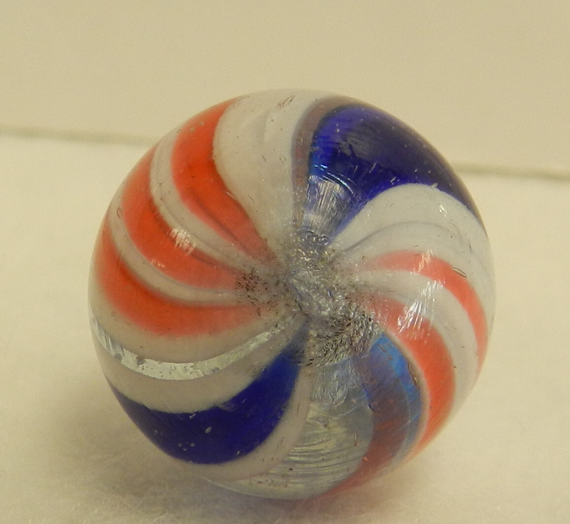 #17207m .75 Inches Vintage German Handmade Peppermint Swirl Marble